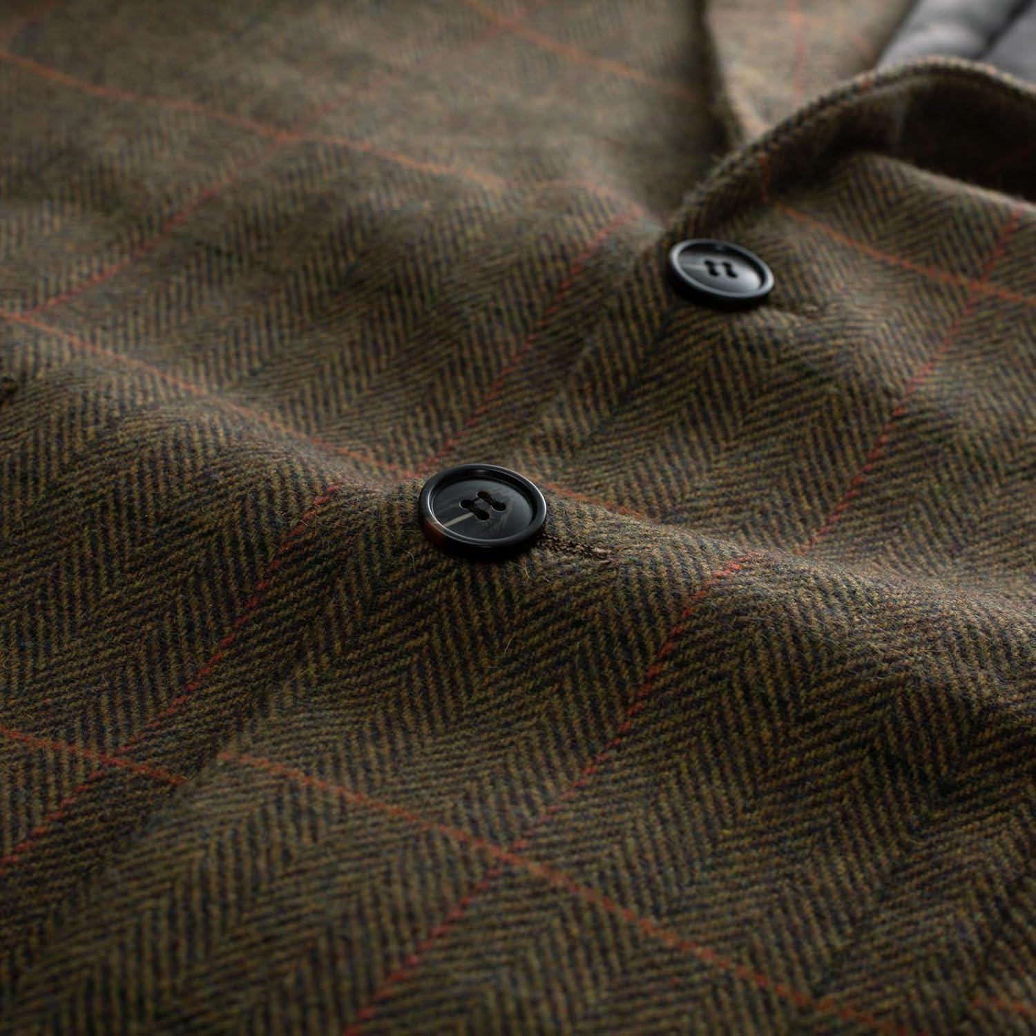 imagePJ PAUL JONES Mens Herringbone Tweed Blazer British Wool Blend Sport Coat JacketBarmy Green