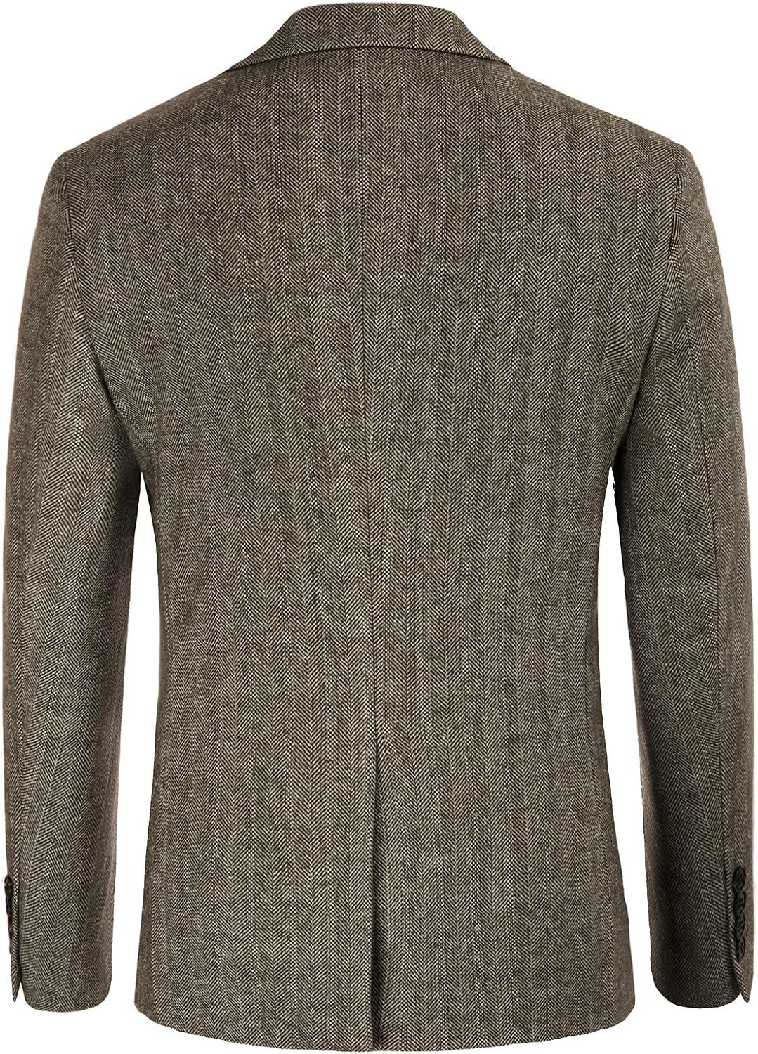 imagePJ PAUL JONES Mens Herringbone Tweed Blazer British Wool Blend Sport Coat JacketBeige