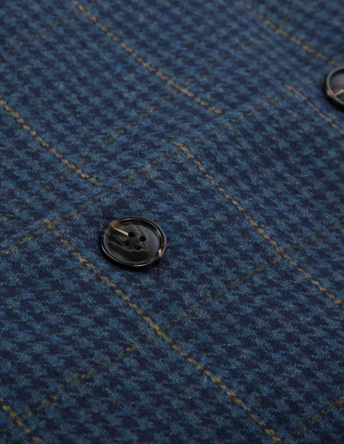 imagePJ PAUL JONES Mens Herringbone Tweed Blazer British Wool Blend Sport Coat JacketBlue