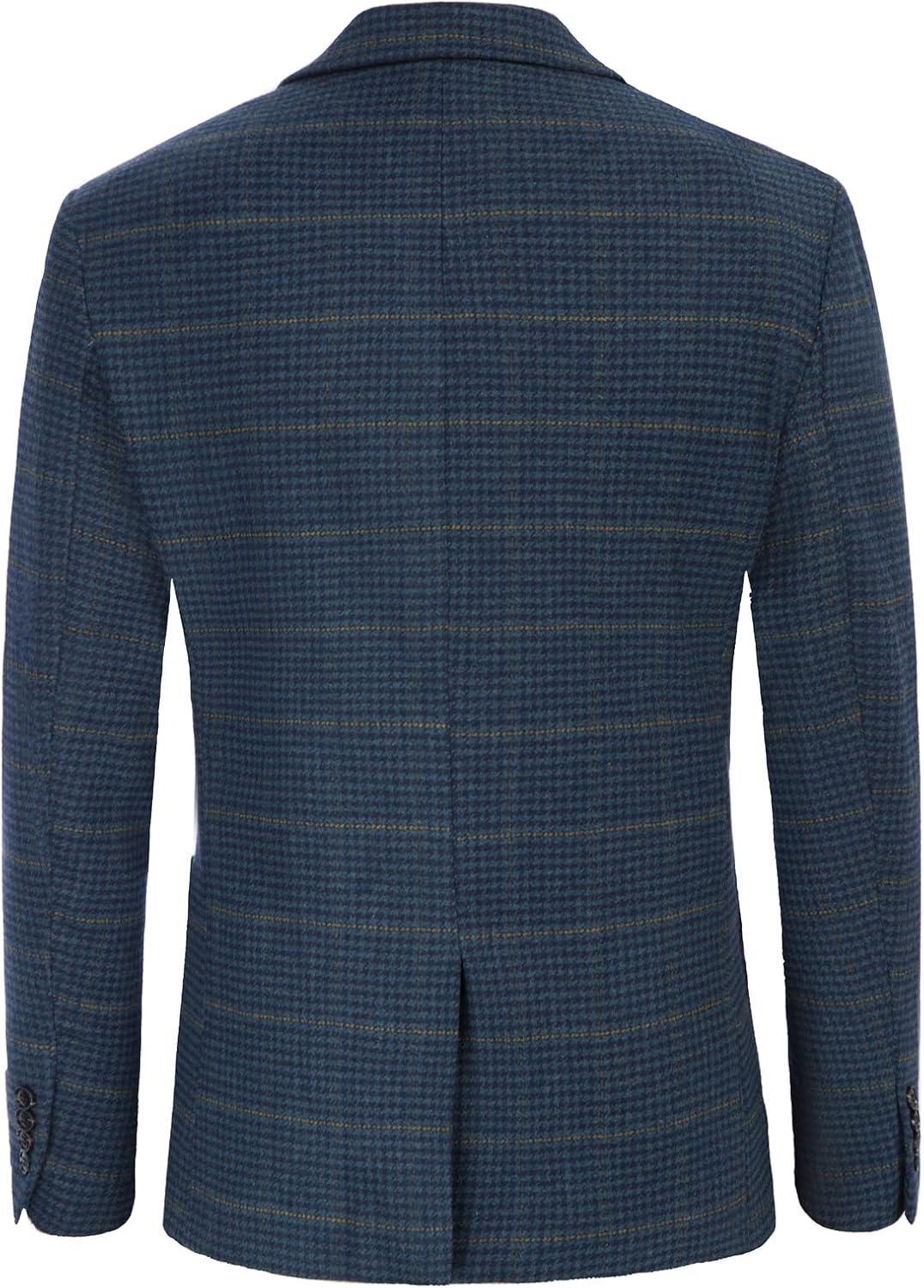 imagePJ PAUL JONES Mens Herringbone Tweed Blazer British Wool Blend Sport Coat JacketBlue