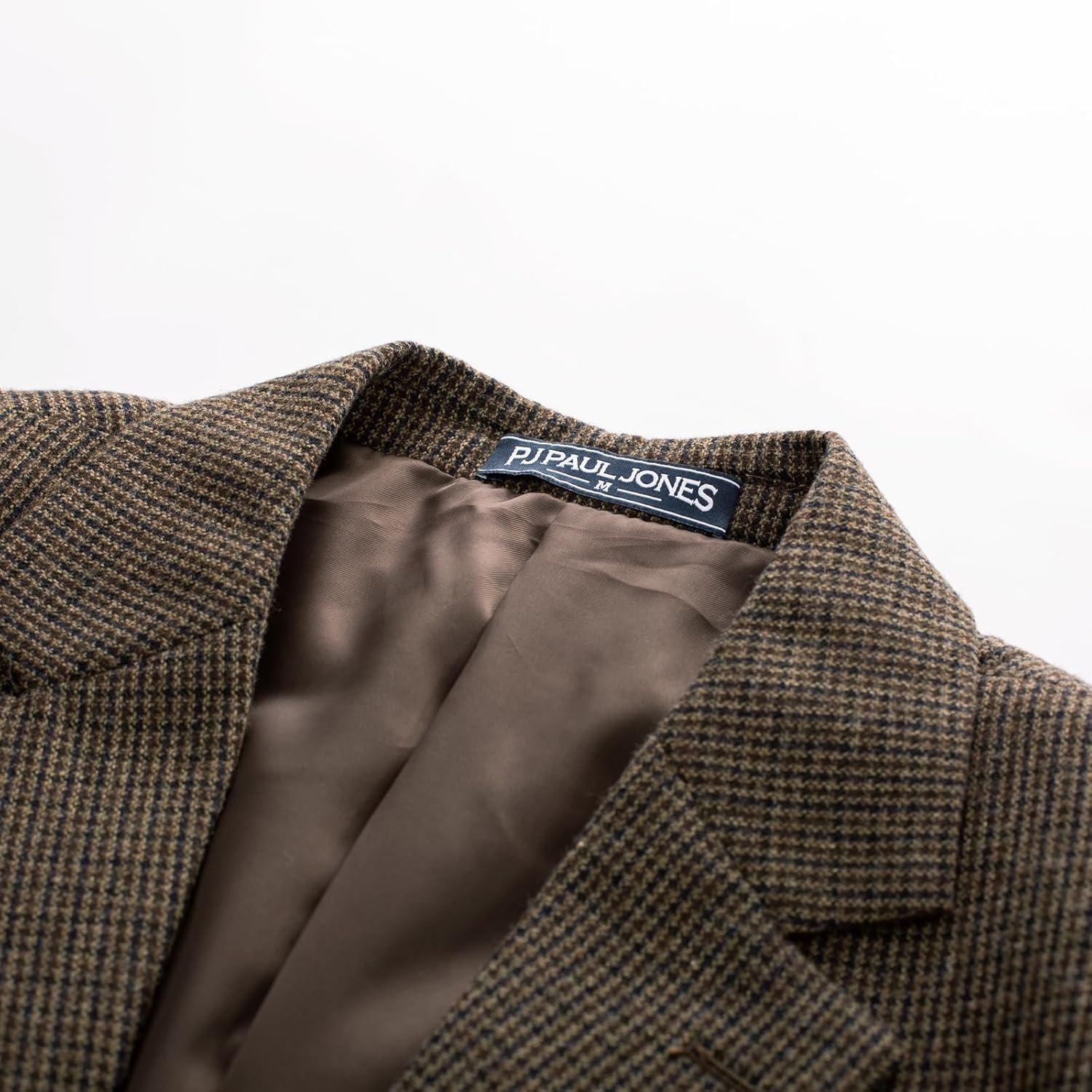 imagePJ PAUL JONES Mens Herringbone Tweed Blazer British Wool Blend Sport Coat JacketBrownhoundstooth