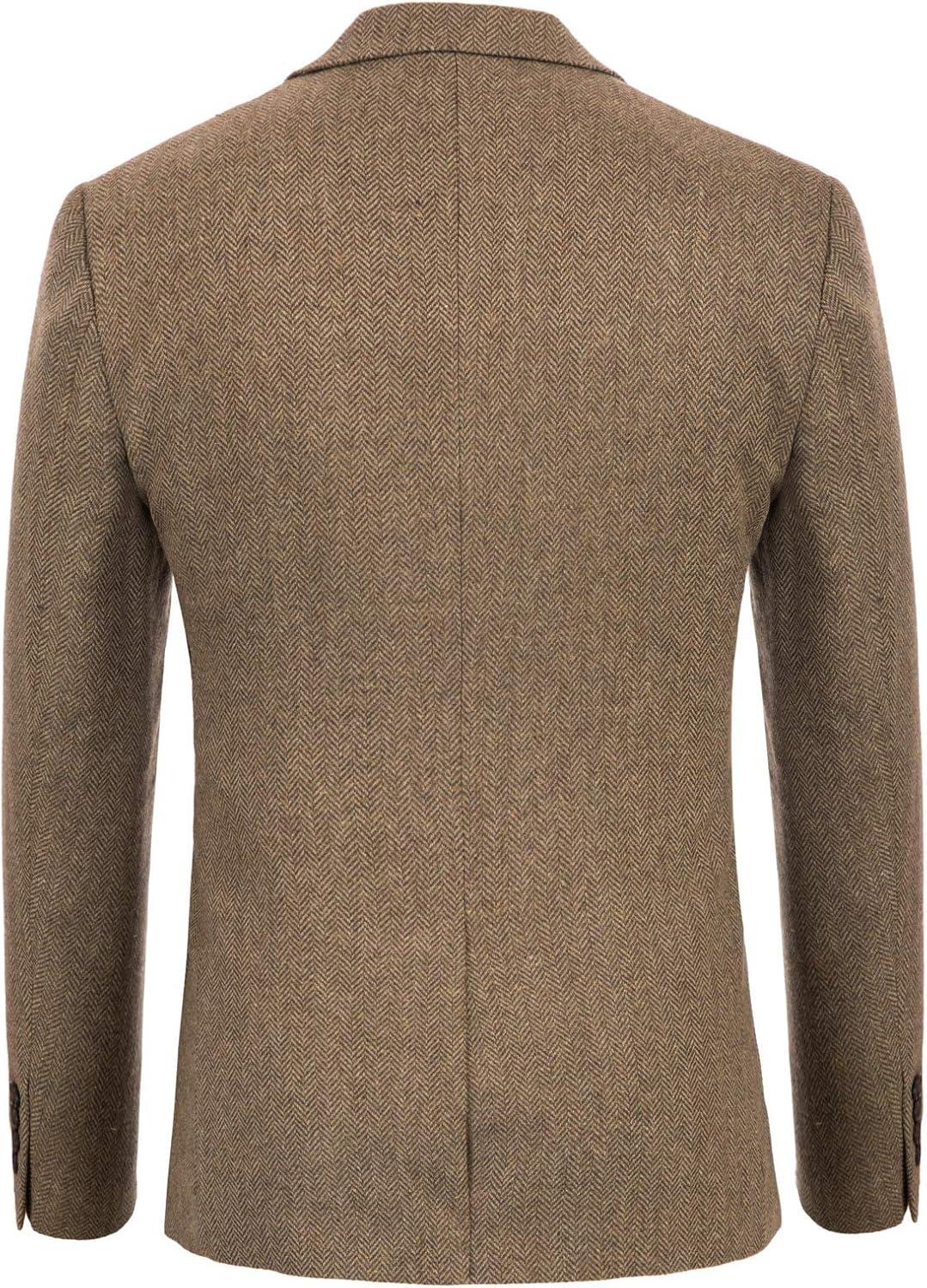 imagePJ PAUL JONES Mens Herringbone Tweed Blazer British Wool Blend Sport Coat JacketCoffee