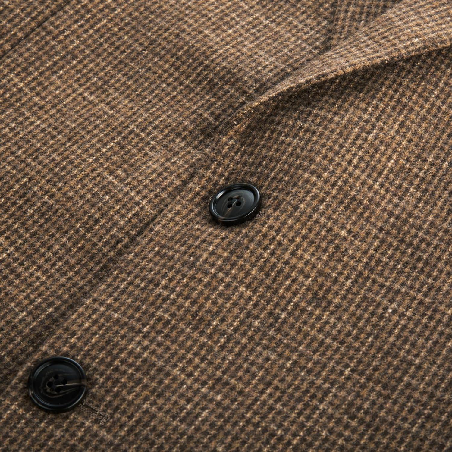 imagePJ PAUL JONES Mens Herringbone Tweed Blazer British Wool Blend Sport Coat JacketKhaki Plaid