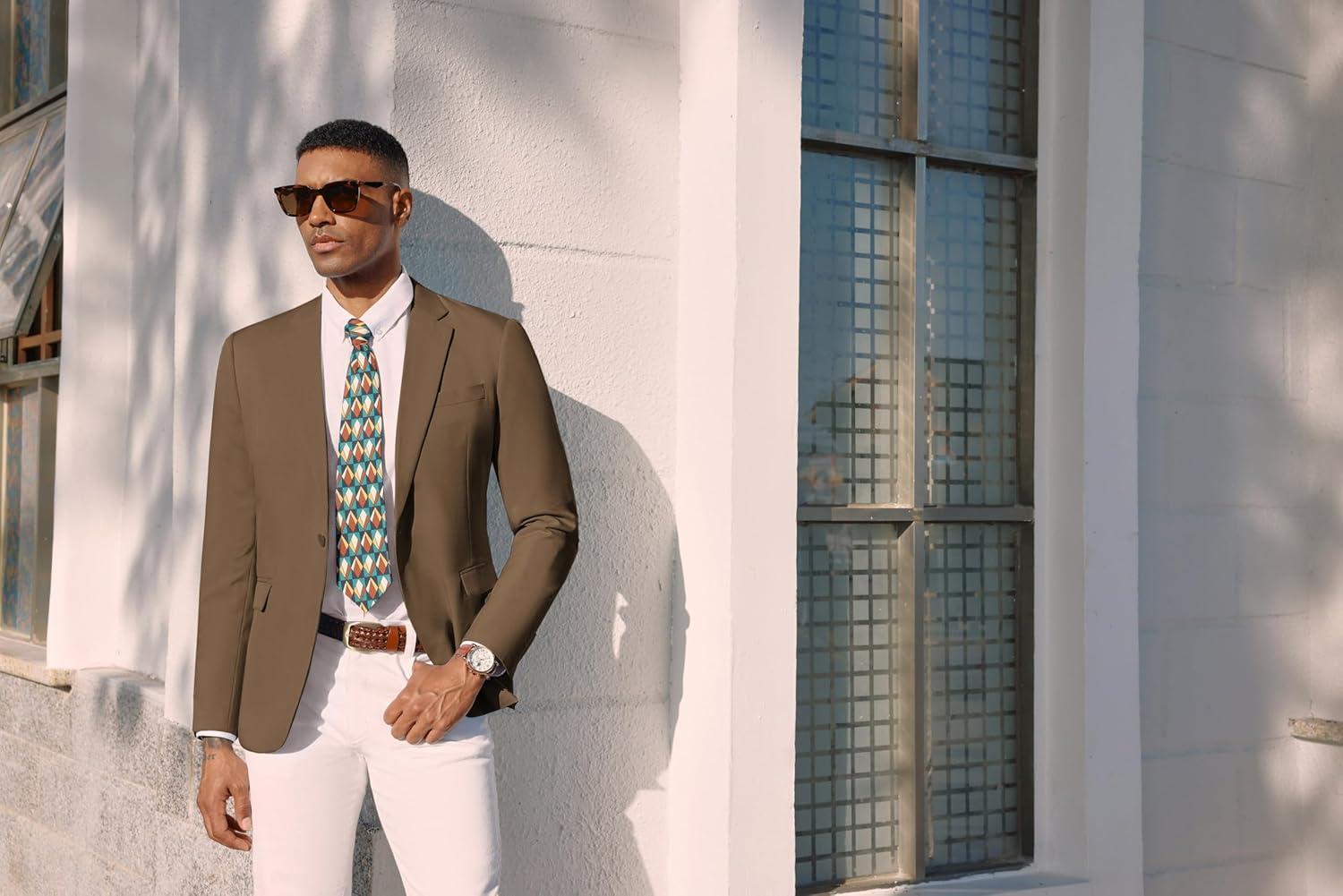 imagePJ PAUL JONES Mens Lightweight Sport Coat Casual One Button Blazer Breathable SportcoatBrown