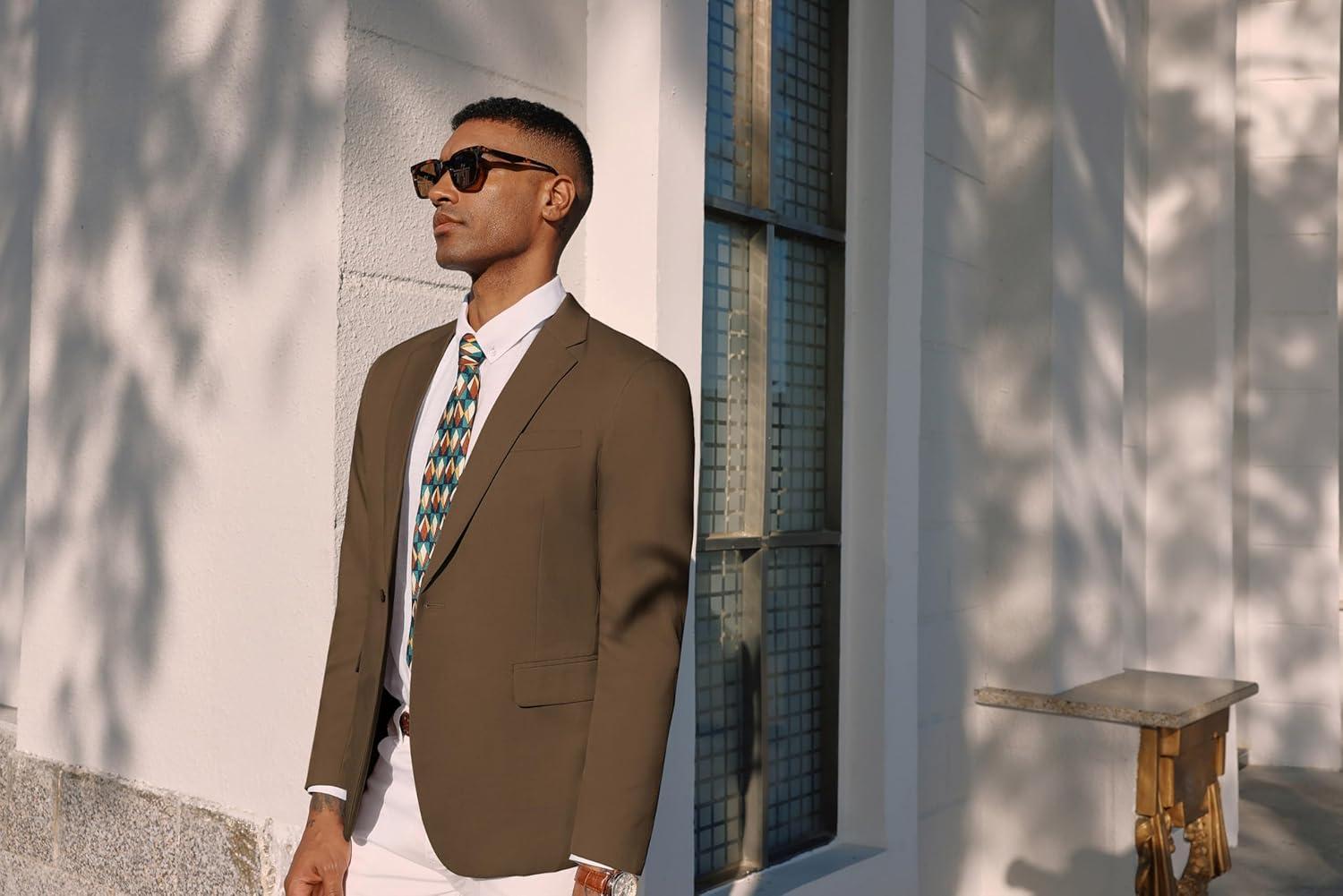 imagePJ PAUL JONES Mens Lightweight Sport Coat Casual One Button Blazer Breathable SportcoatBrown