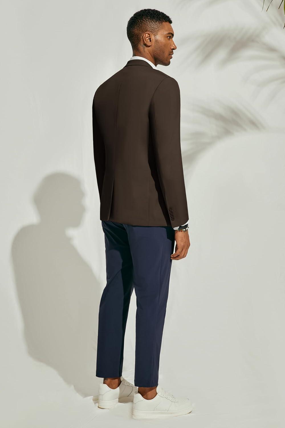 imagePJ PAUL JONES Mens Lightweight Sport Coat Casual One Button Blazer Breathable SportcoatCoffee