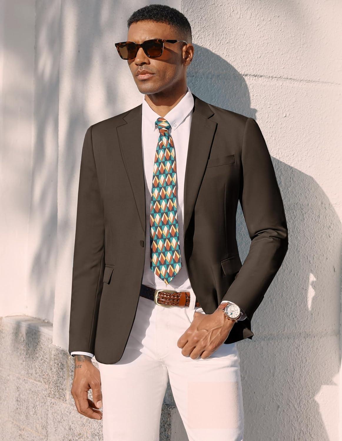 imagePJ PAUL JONES Mens Lightweight Sport Coat Casual One Button Blazer Breathable SportcoatCoffee