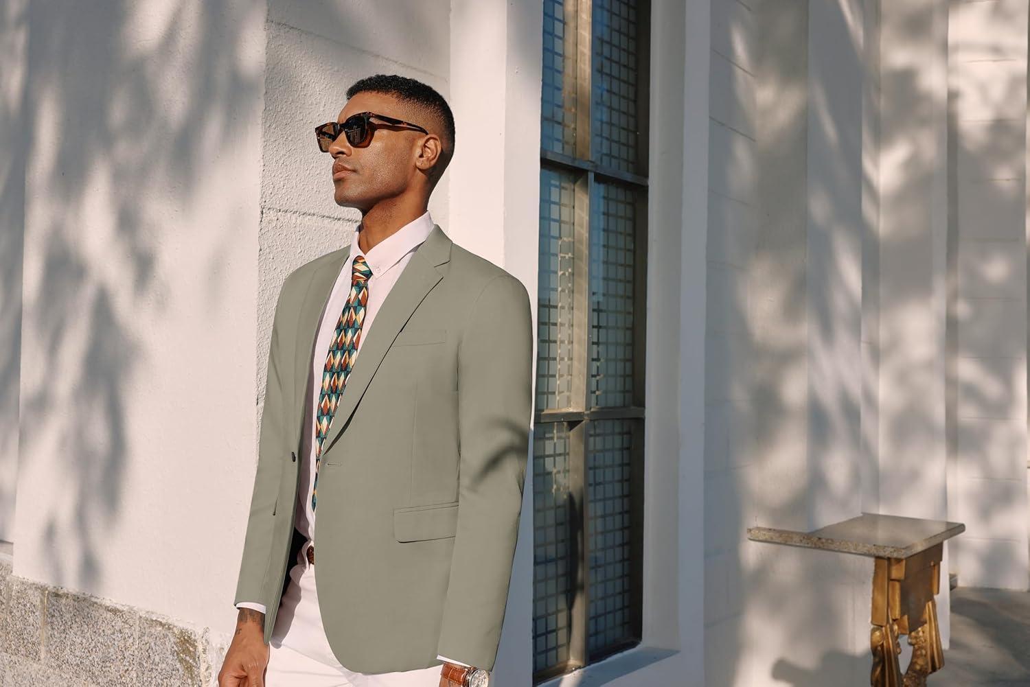 imagePJ PAUL JONES Mens Lightweight Sport Coat Casual One Button Blazer Breathable SportcoatKhaki