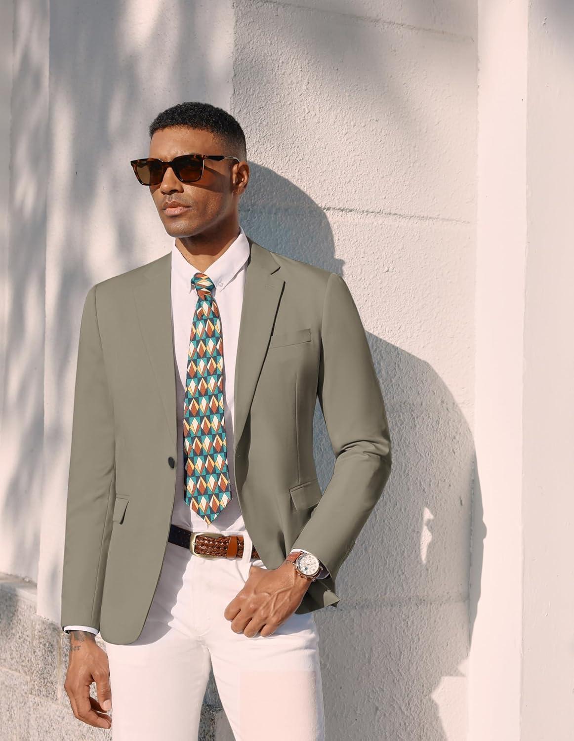 imagePJ PAUL JONES Mens Lightweight Sport Coat Casual One Button Blazer Breathable SportcoatKhaki