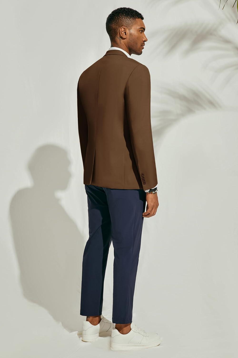 imagePJ PAUL JONES Mens Lightweight Sport Coat Casual One Button Blazer Breathable SportcoatLight Brown