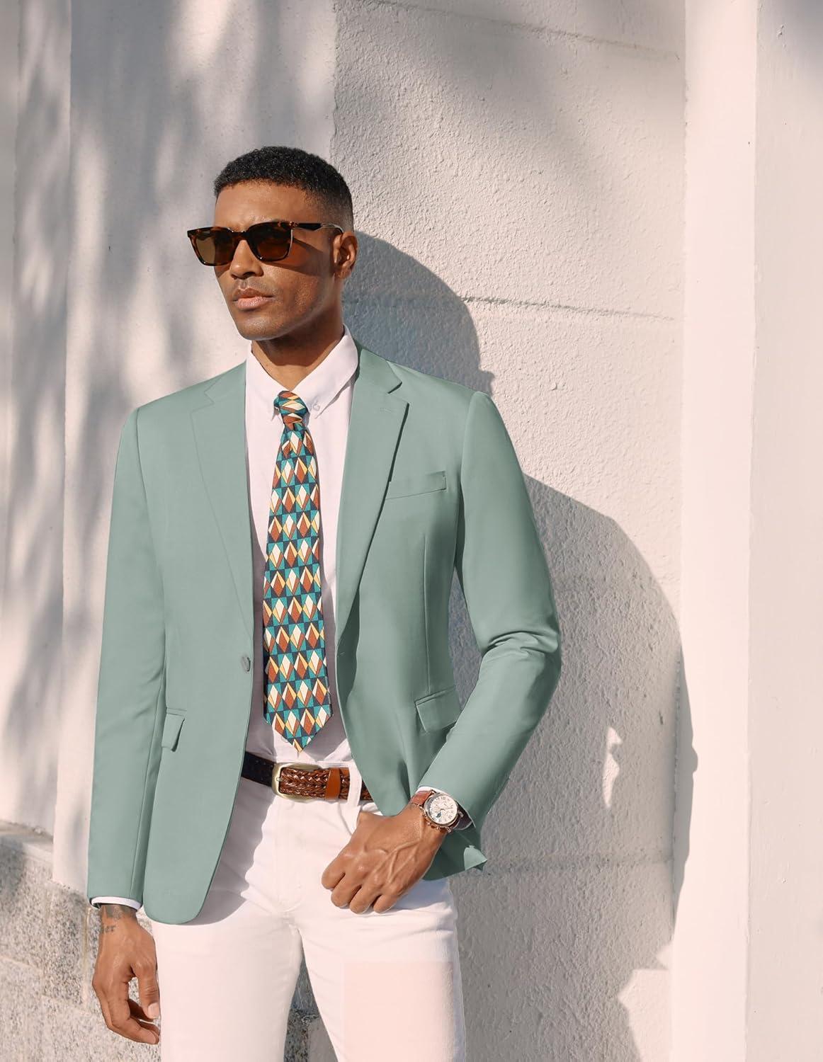 imagePJ PAUL JONES Mens Lightweight Sport Coat Casual One Button Blazer Breathable SportcoatLight Green