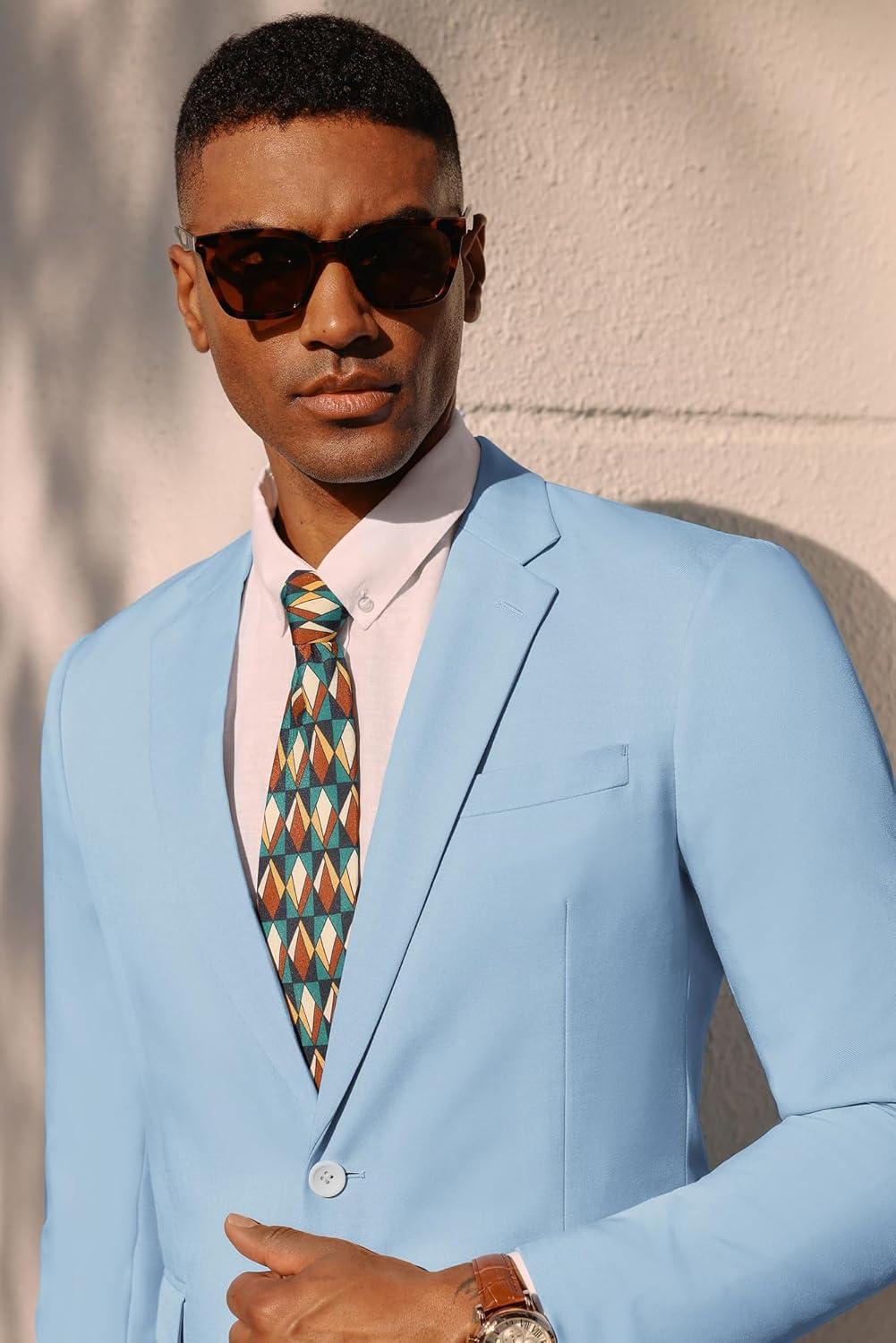 imagePJ PAUL JONES Mens Lightweight Sport Coat Casual One Button Blazer Breathable SportcoatSky Blue