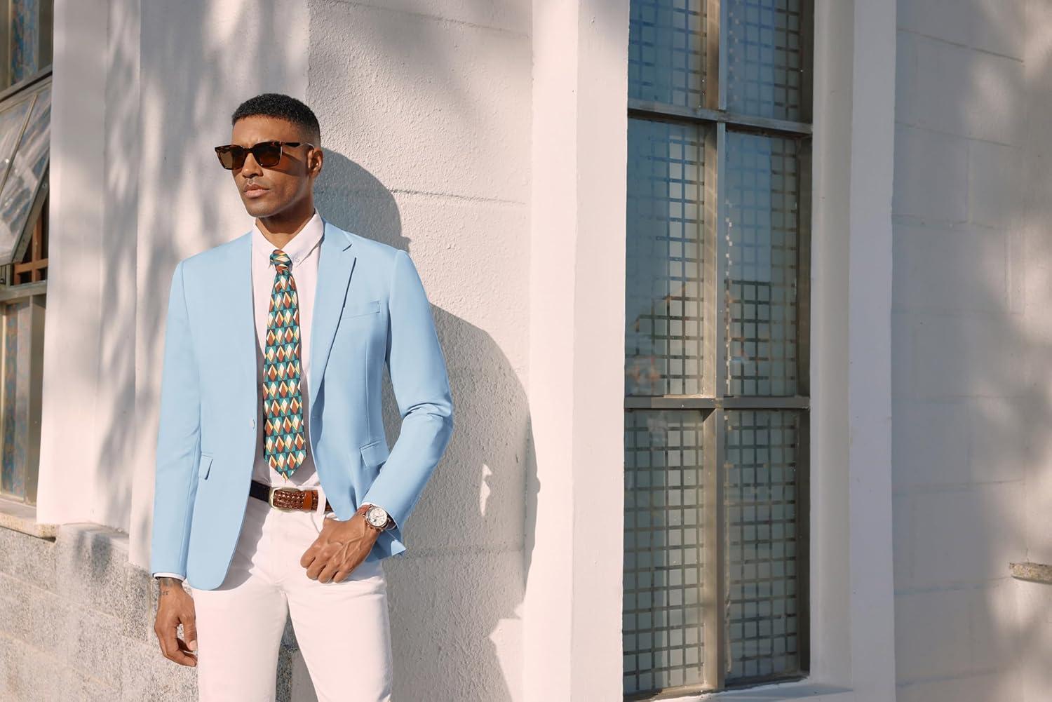 imagePJ PAUL JONES Mens Lightweight Sport Coat Casual One Button Blazer Breathable SportcoatSky Blue