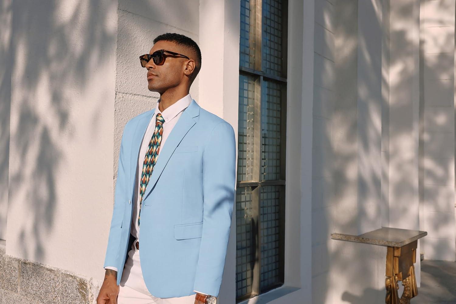 imagePJ PAUL JONES Mens Lightweight Sport Coat Casual One Button Blazer Breathable SportcoatSky Blue