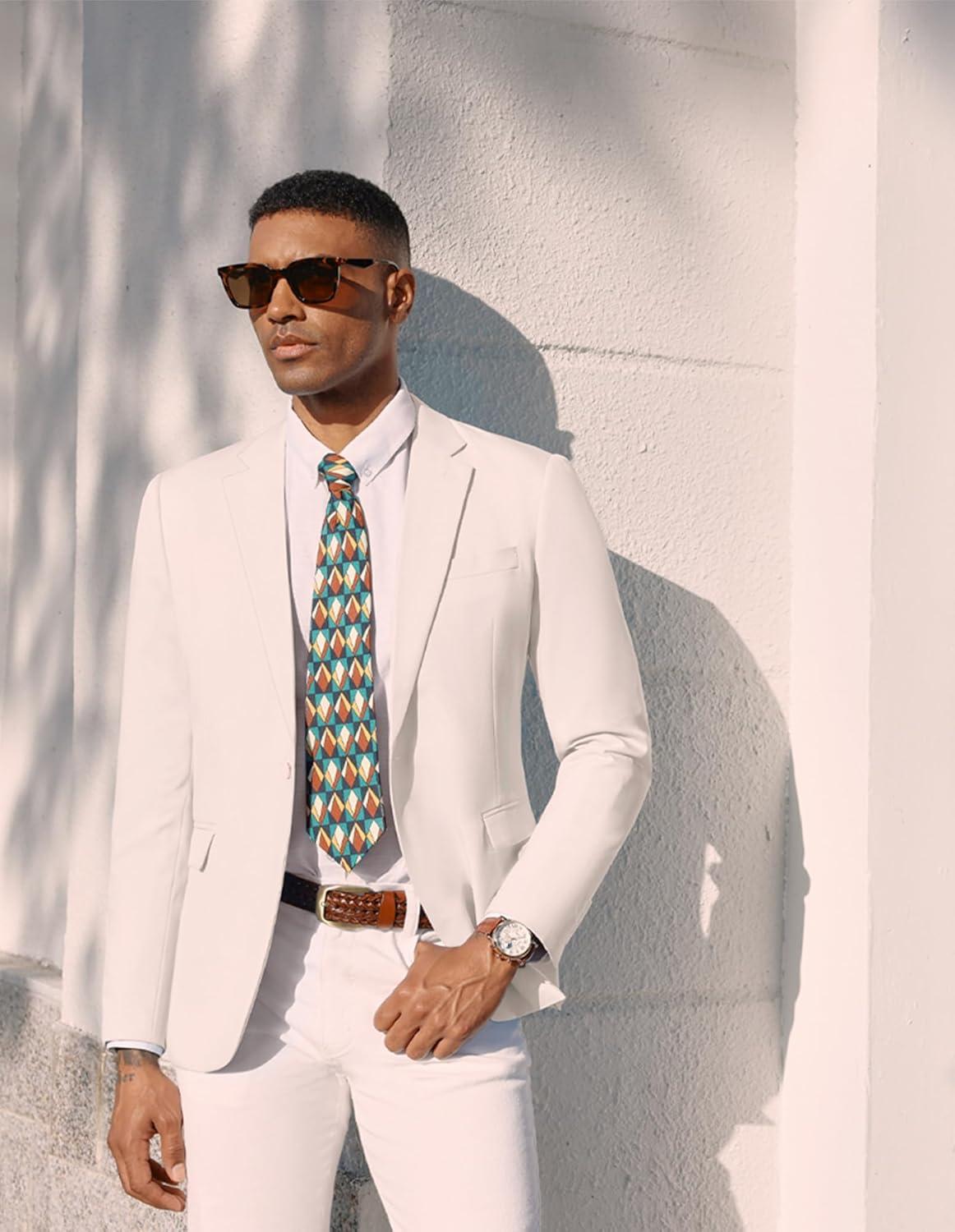 imagePJ PAUL JONES Mens Lightweight Sport Coat Casual One Button Blazer Breathable SportcoatWhite