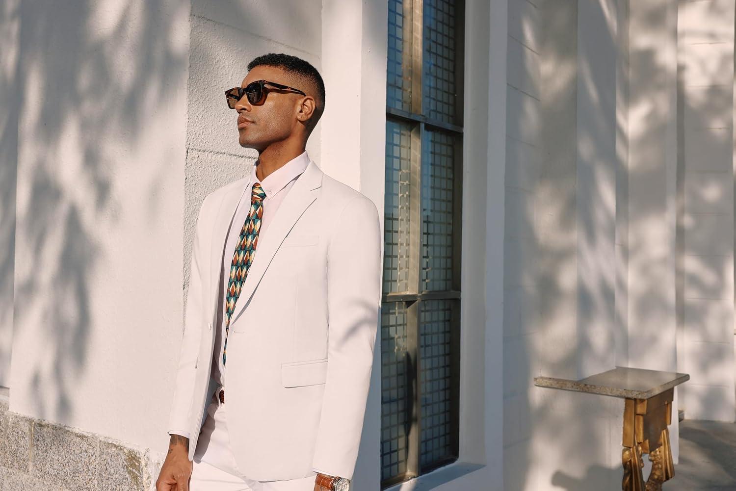 imagePJ PAUL JONES Mens Lightweight Sport Coat Casual One Button Blazer Breathable SportcoatWhite