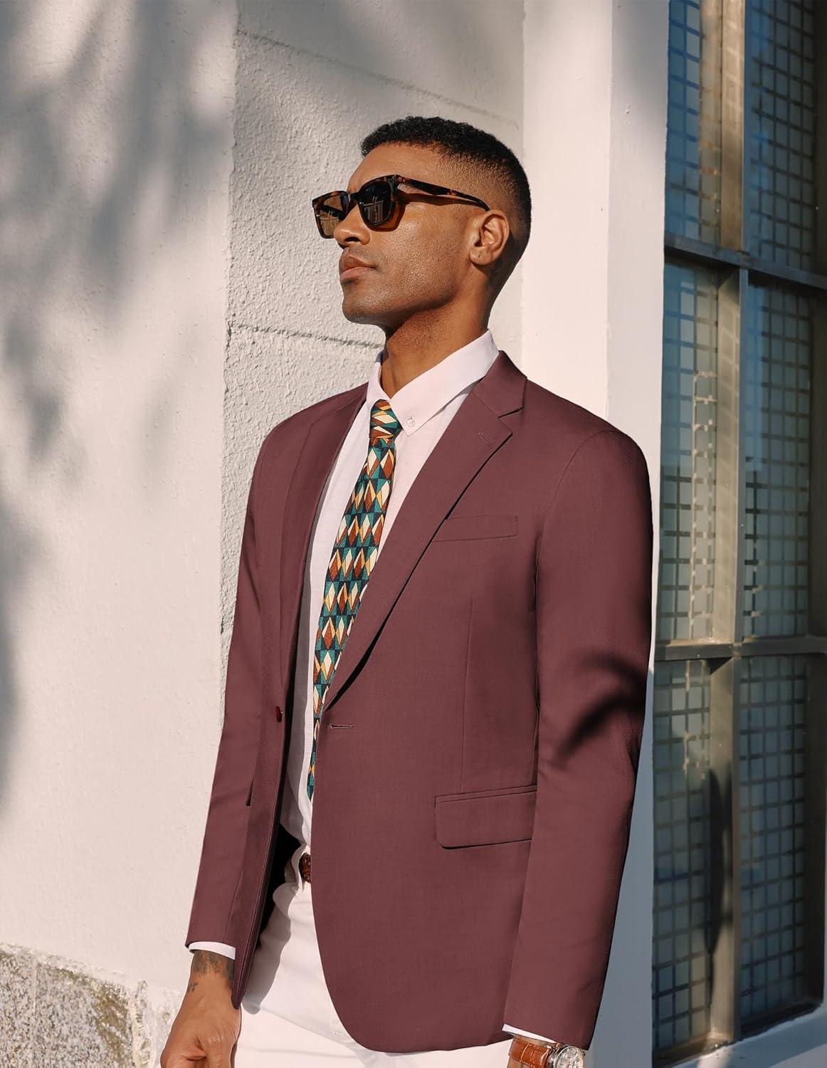 imagePJ PAUL JONES Mens Lightweight Sport Coat Casual One Button Blazer Breathable SportcoatWine Red