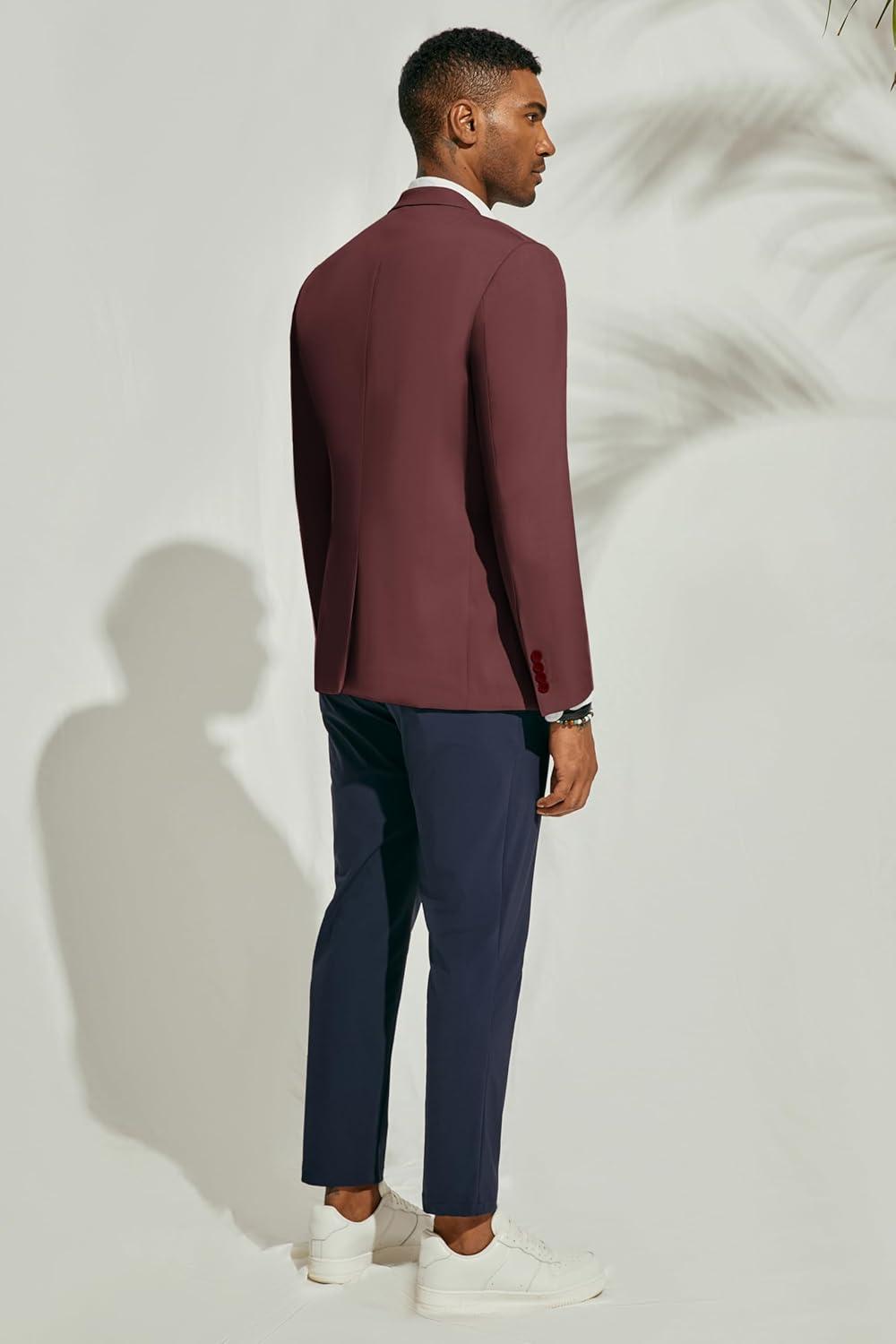 imagePJ PAUL JONES Mens Lightweight Sport Coat Casual One Button Blazer Breathable SportcoatWine Red