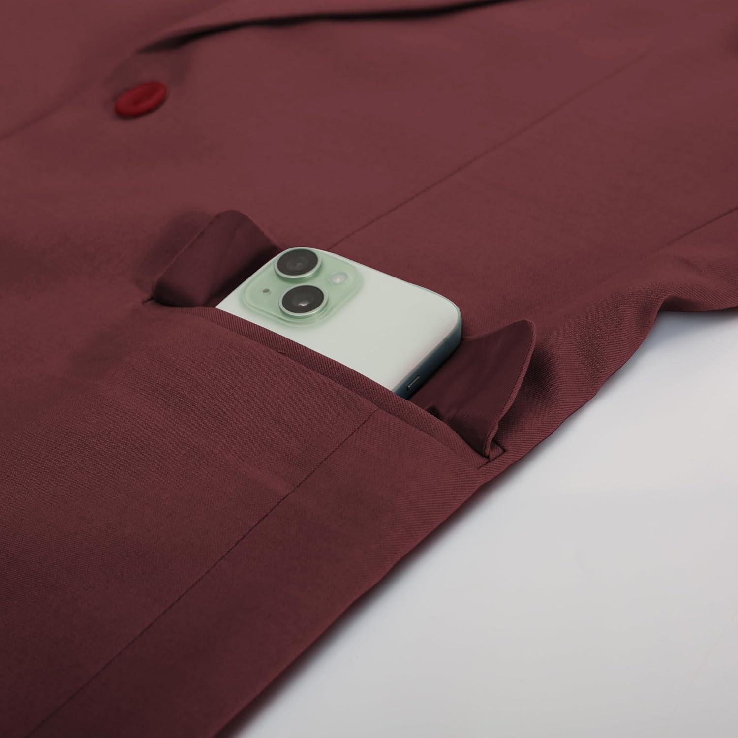 imagePJ PAUL JONES Mens Lightweight Sport Coat Casual One Button Blazer Breathable SportcoatWine Red