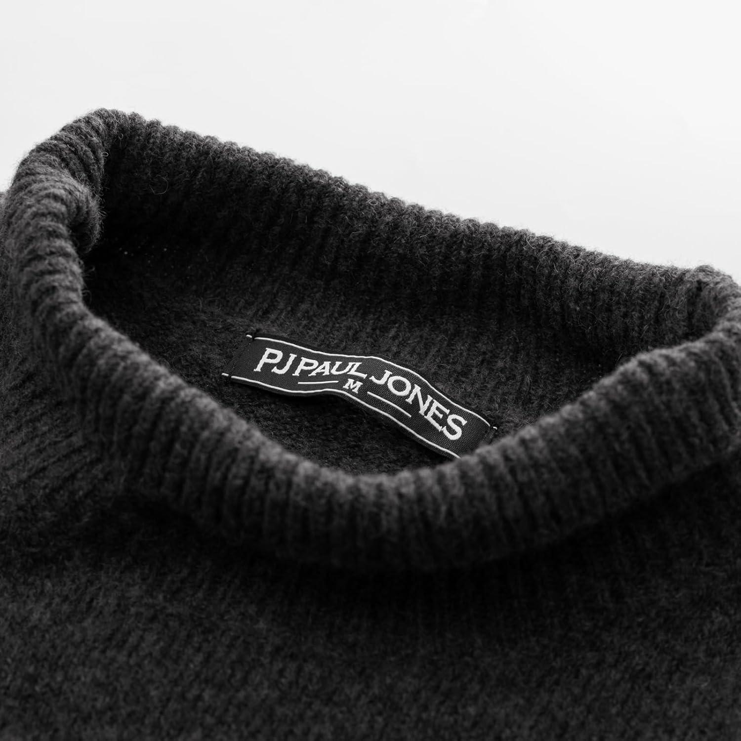 imagePJ PAUL JONES Mens Mock Turtleneck Sweater Long Sleeve Undershirts Wool Blend Pullover SweatersDark Gray