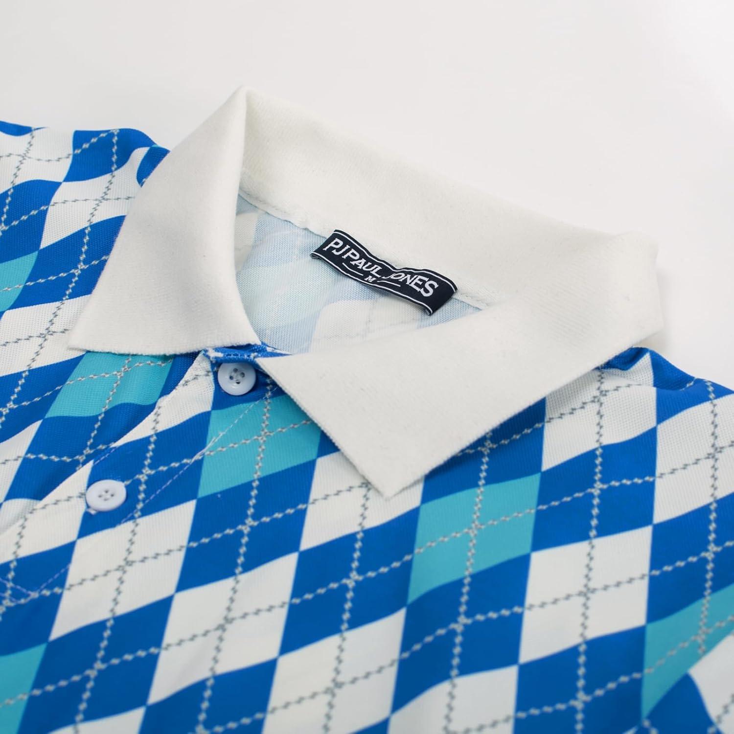 imagePJ PAUL JONES Mens Polo Shirt Short Sleeve Performance Golf Polo Shirts Daily CasualWearBlue