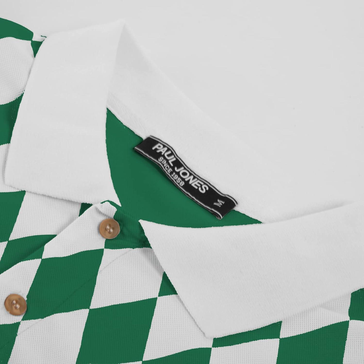 imagePJ PAUL JONES Mens Polo Shirt Short Sleeve Performance Golf Polo Shirts Daily CasualWearGreen