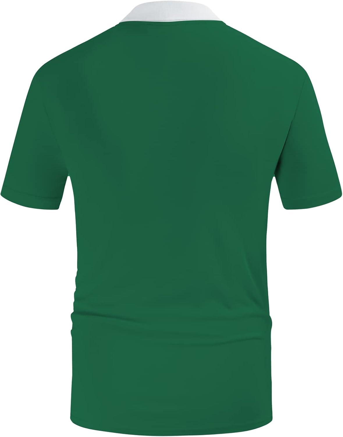 imagePJ PAUL JONES Mens Polo Shirt Short Sleeve Performance Golf Polo Shirts Daily CasualWearGreen