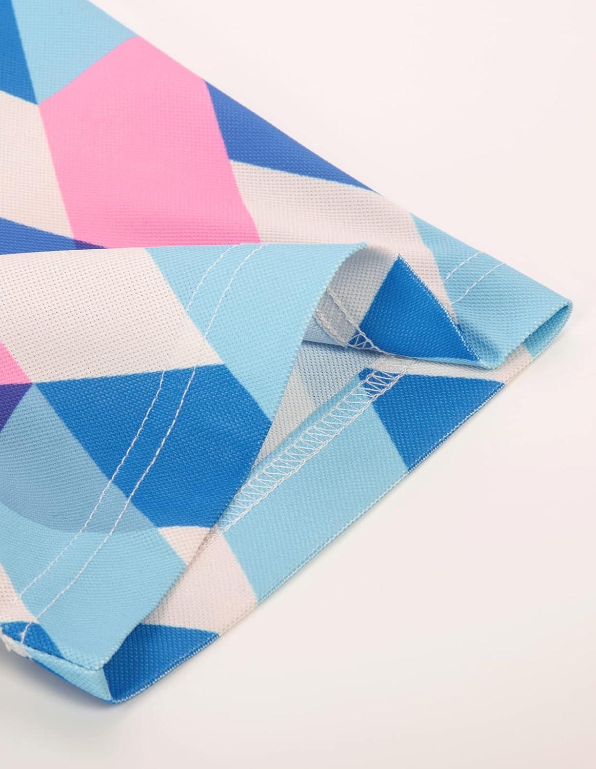 imagePJ PAUL JONES Mens Polo Shirt Short Sleeve Performance Golf Polo Shirts Daily CasualWearPinkblue Grid