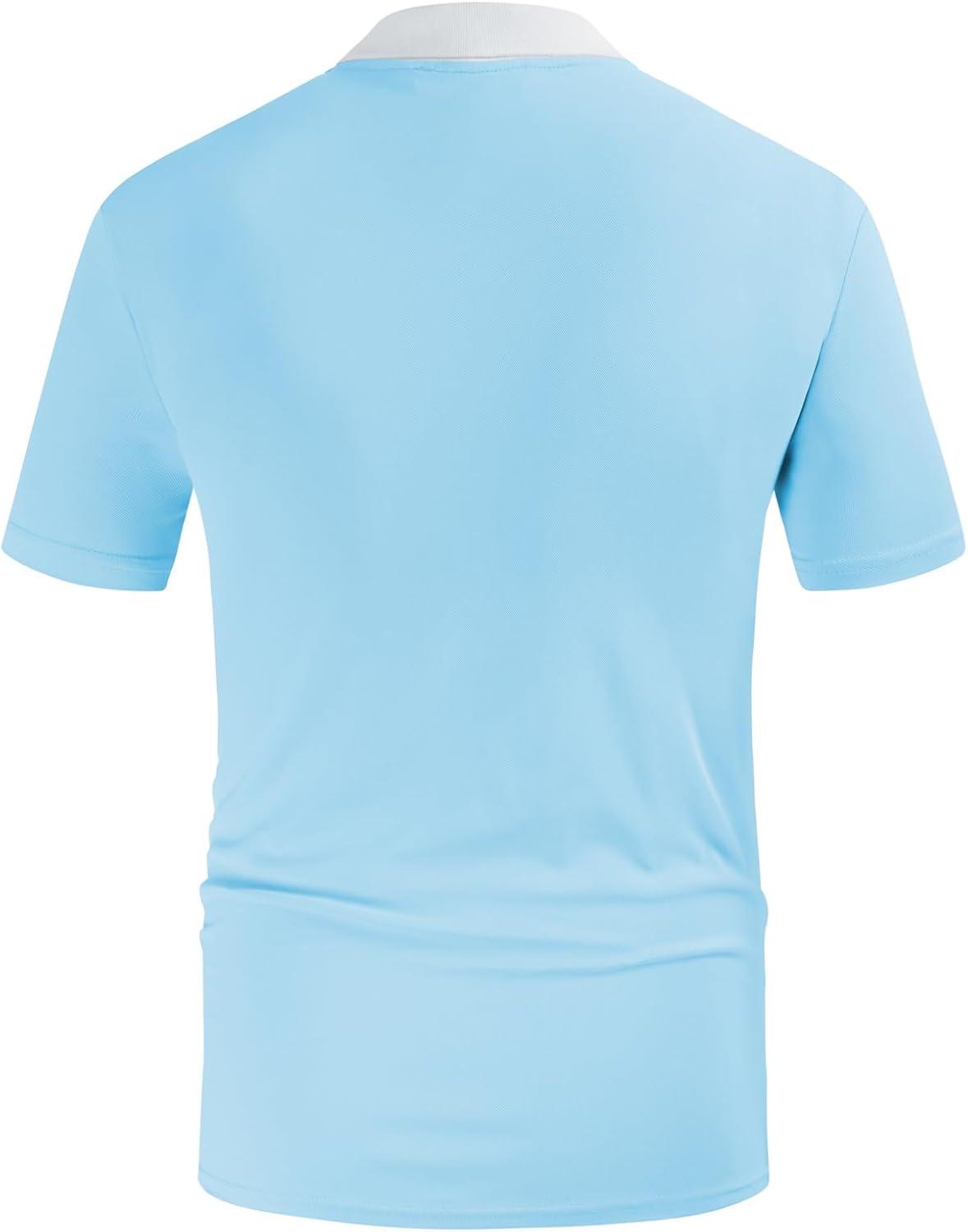 imagePJ PAUL JONES Mens Polo Shirt Short Sleeve Performance Golf Polo Shirts Daily CasualWearSky Blue