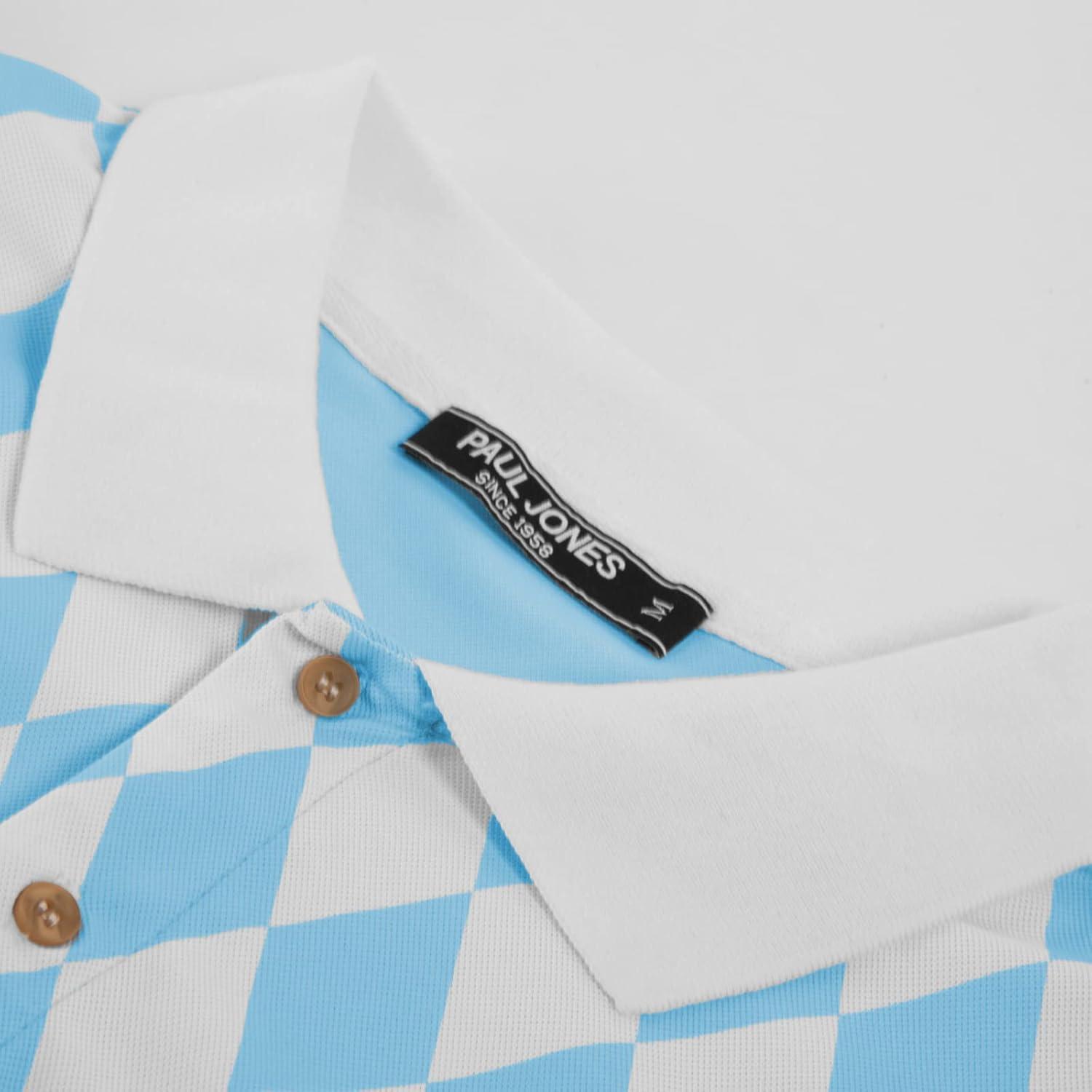 imagePJ PAUL JONES Mens Polo Shirt Short Sleeve Performance Golf Polo Shirts Daily CasualWearSky Blue