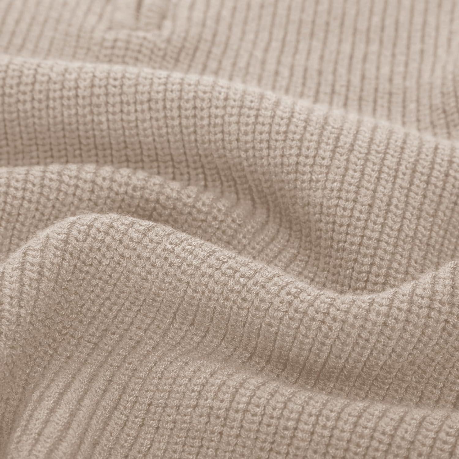 imagePJ PAUL JONES Mens Quarter Zip Pullover Sweater Turtleneck Raglan Long Sleeve SweatersBeige