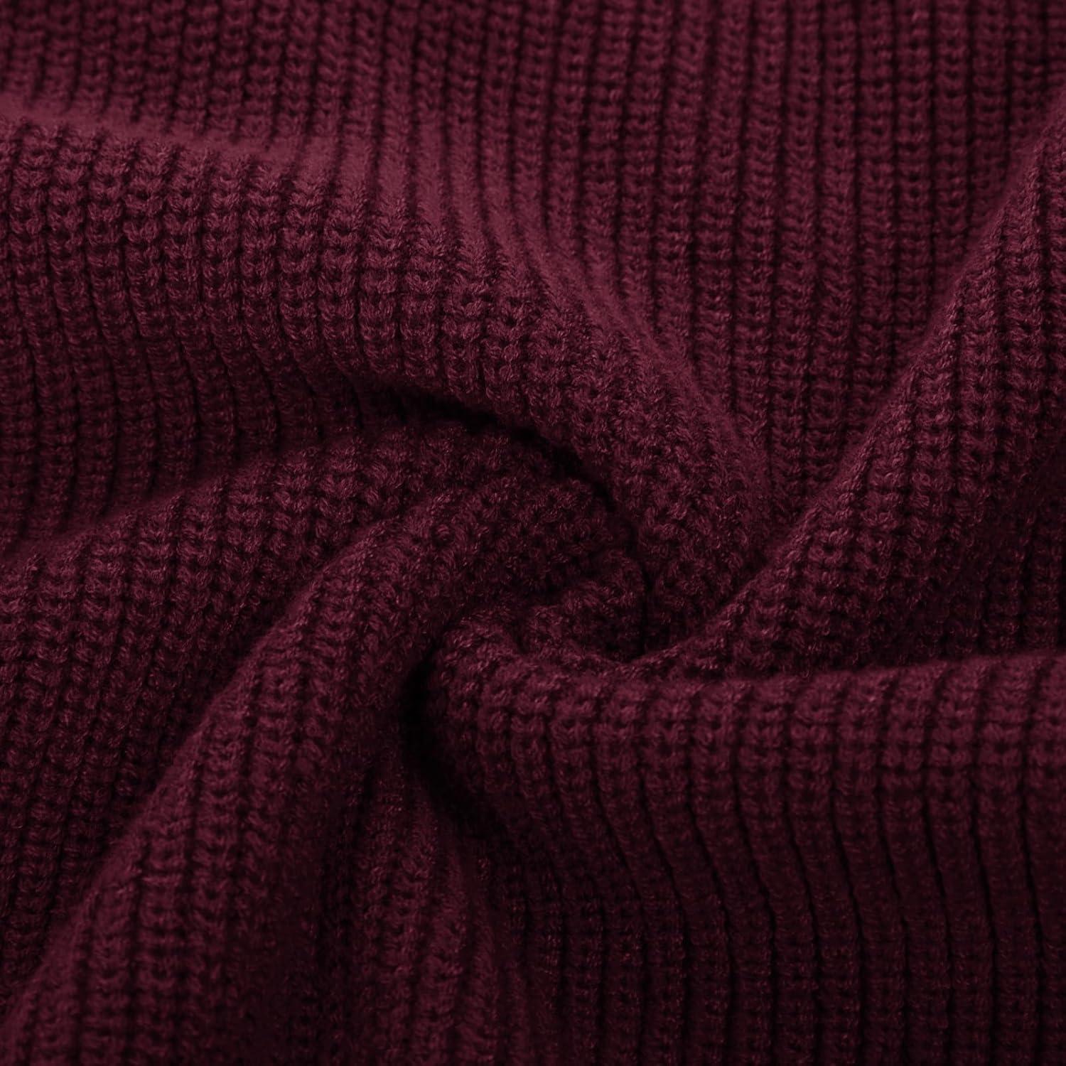 imagePJ PAUL JONES Mens Quarter Zip Pullover Sweater Turtleneck Raglan Long Sleeve SweatersBurgundy