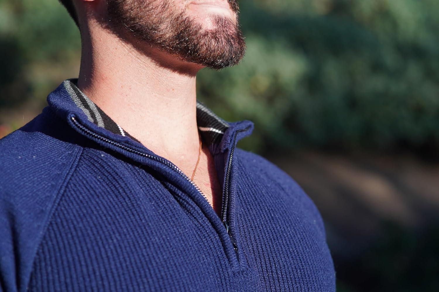 imagePJ PAUL JONES Mens Quarter Zip Pullover Sweater Turtleneck Raglan Long Sleeve SweatersRoyal Blue