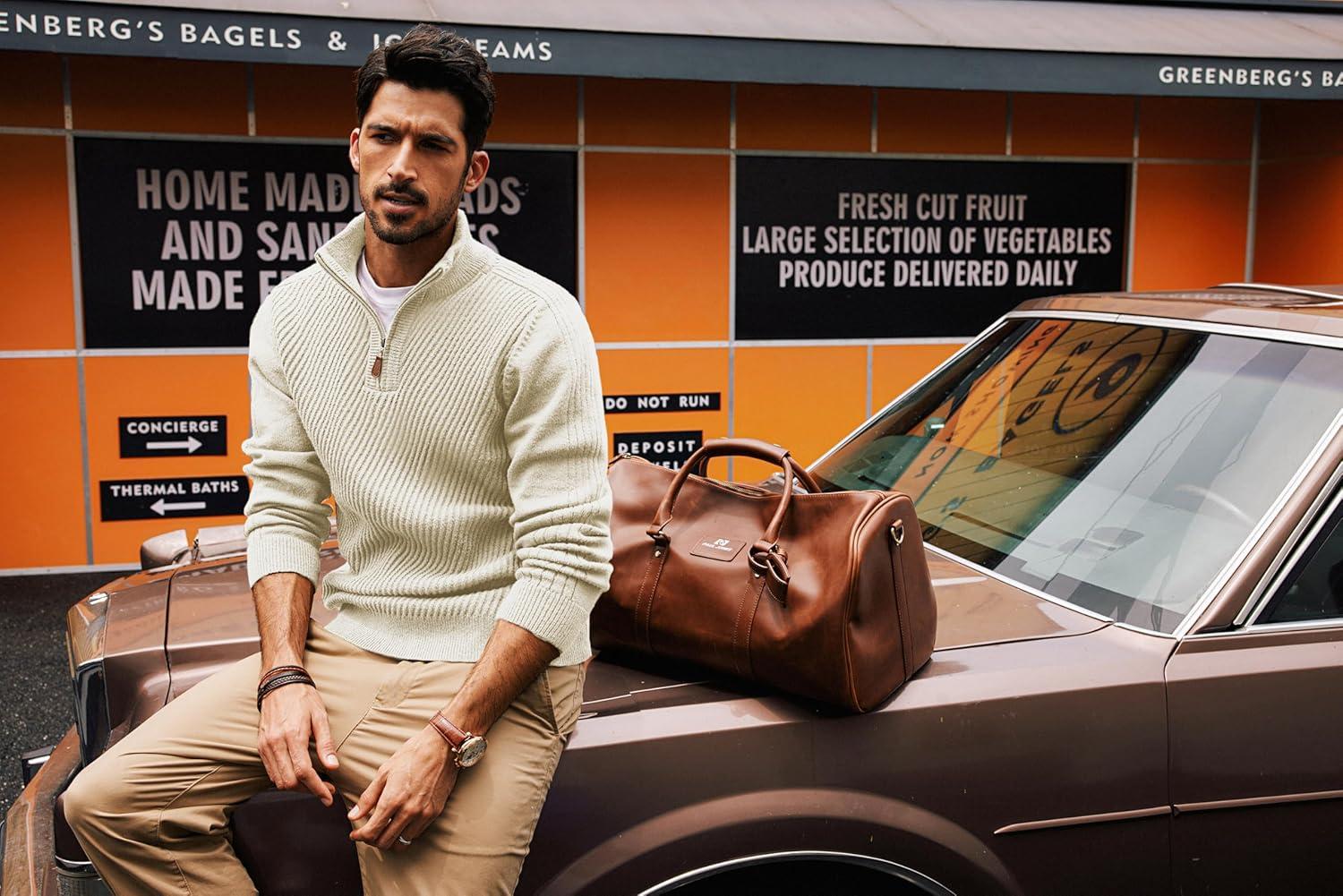 imagePJ PAUL JONES Mens Quarter Zip Pullover Sweaters Casual Slim Fit Knit Texture SweaterApricot