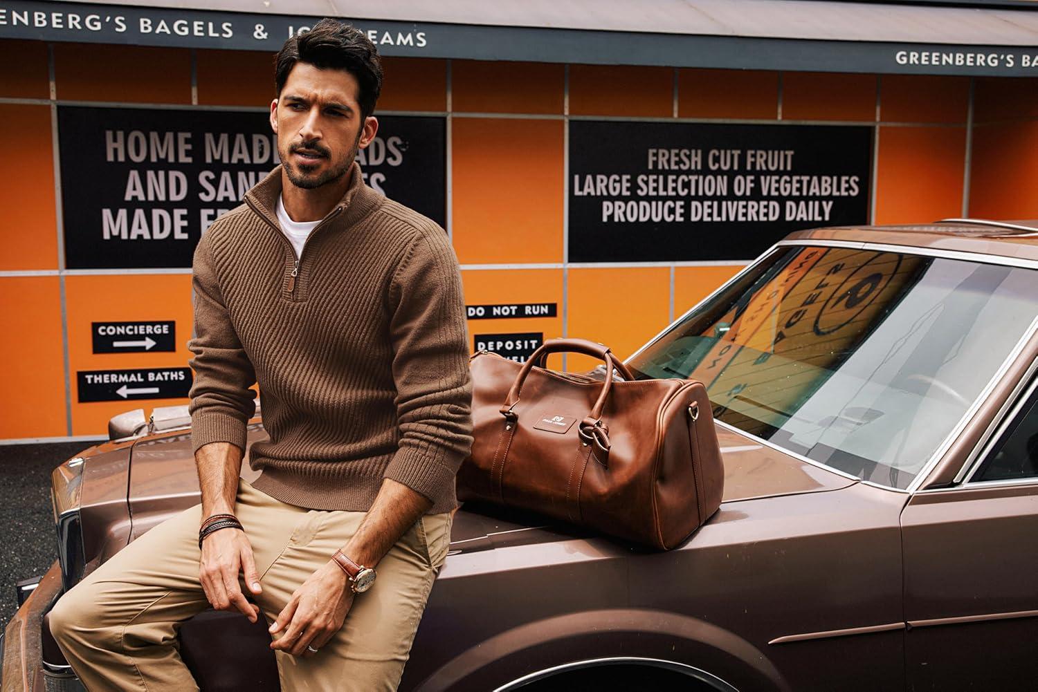 imagePJ PAUL JONES Mens Quarter Zip Pullover Sweaters Casual Slim Fit Knit Texture SweaterCoffee