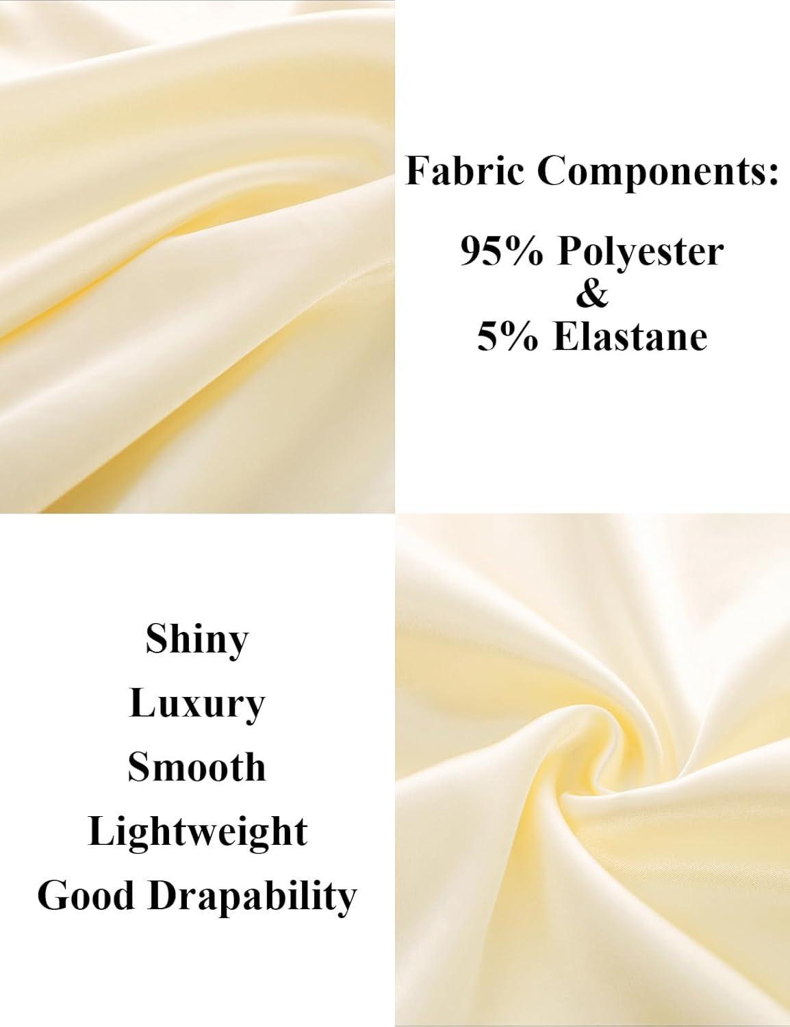 imagePJ PAUL JONES Mens Shiny Satin Dress Shirts Long Sleeve Button Down Silk Shirt with Bow TieChampagne