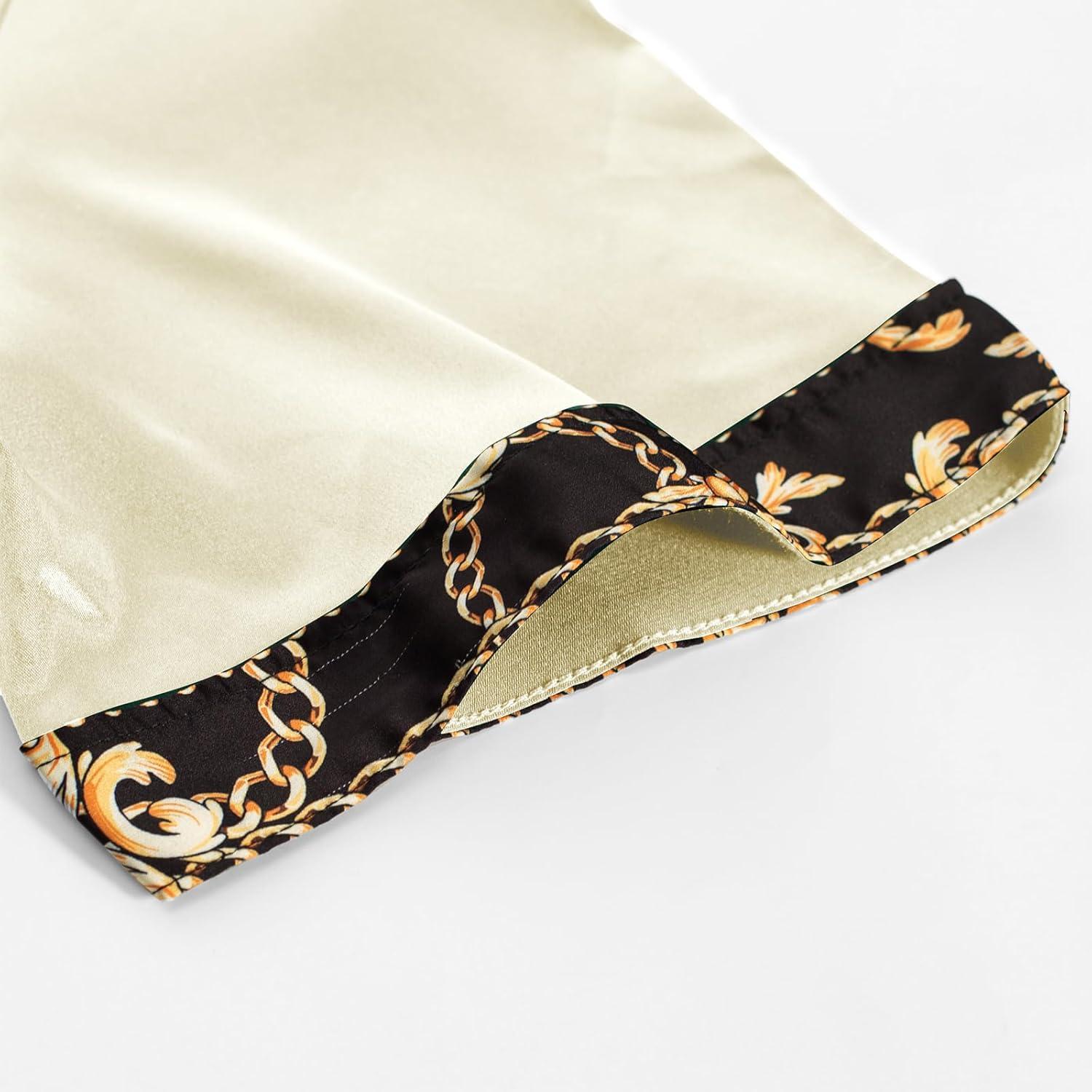 imagePJ PAUL JONES Mens Short Sleeve Button Down Shirts Casual Stretch Satin Silk Hawaiian Beach ShirtApricot