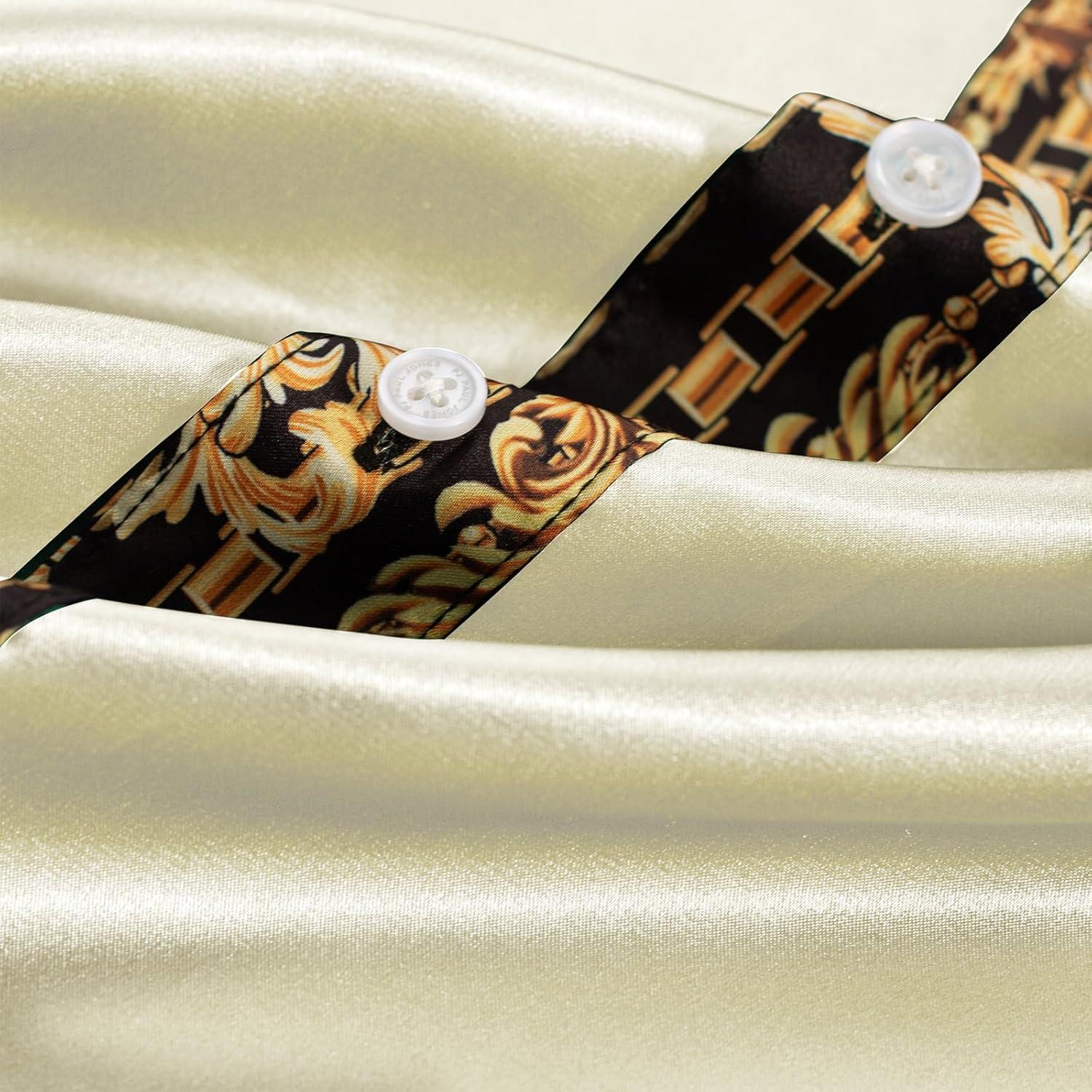 imagePJ PAUL JONES Mens Short Sleeve Button Down Shirts Casual Stretch Satin Silk Hawaiian Beach ShirtApricot