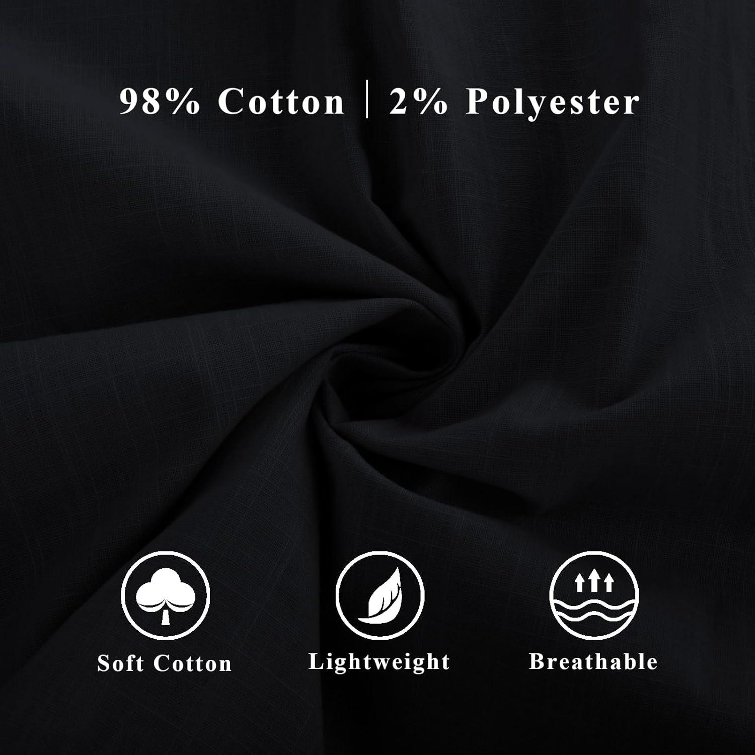 imagePJ PAUL JONES Mens Short Sleeve Button Down Shirts Summer Beach Shirts Untuckit Cotton Shirt with PocketBlack