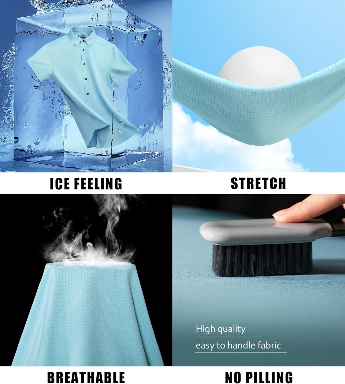 imagePJ PAUL JONES Mens Short Sleeve Button Down Shirts Wrinkle Free Stretch Dress Shirts for Men Casual Formal ShirtLight Blue