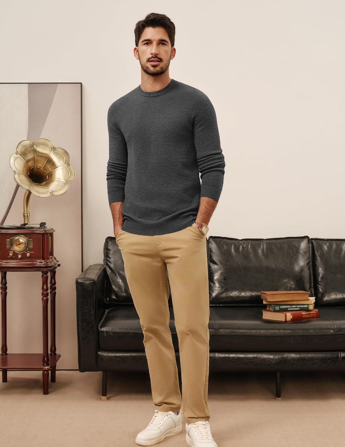 imagePJ PAUL JONES Mens Sweater Cable Knit Textured Solid Fall SweatersGrey