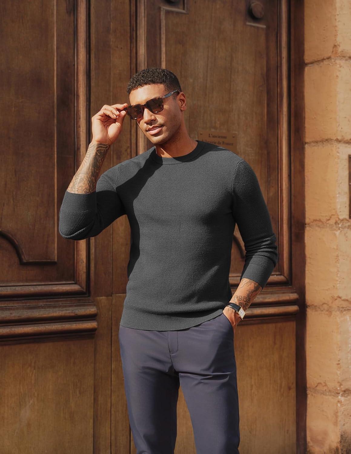 imagePJ PAUL JONES Mens Sweater Cable Knit Textured Solid Fall SweatersGrey