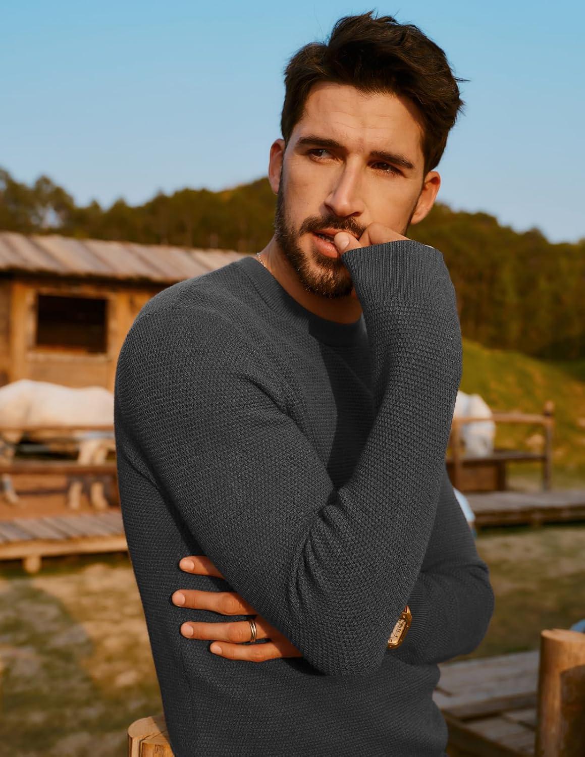 imagePJ PAUL JONES Mens Sweater Cable Knit Textured Solid Fall SweatersGrey