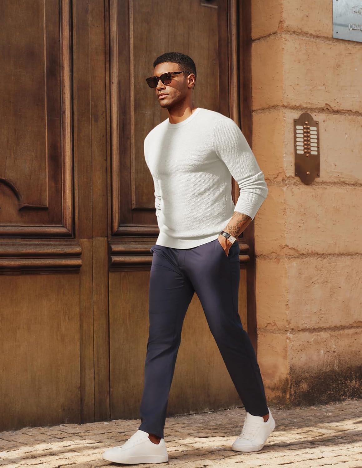 imagePJ PAUL JONES Mens Sweater Cable Knit Textured Solid Fall SweatersWhite