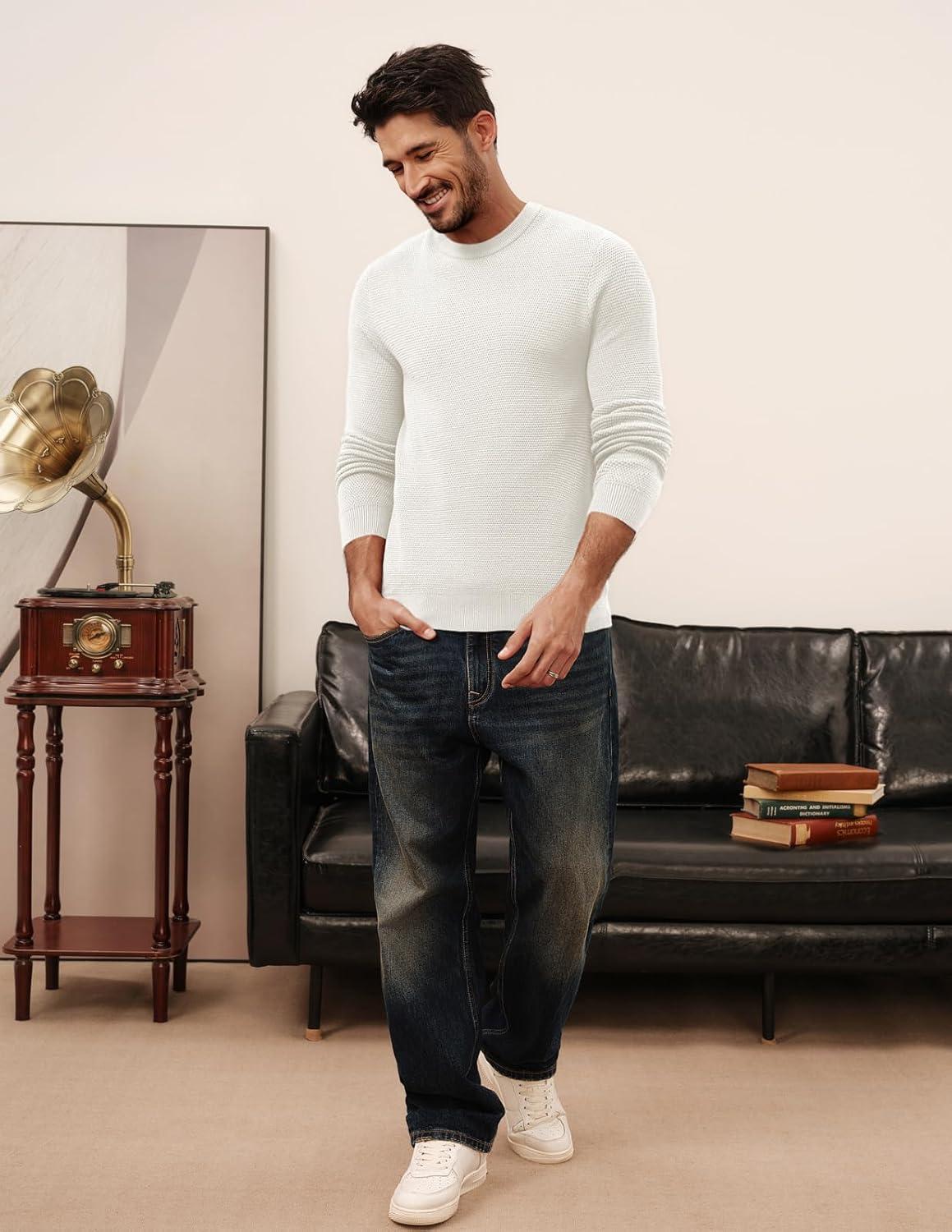 imagePJ PAUL JONES Mens Sweater Cable Knit Textured Solid Fall SweatersWhite