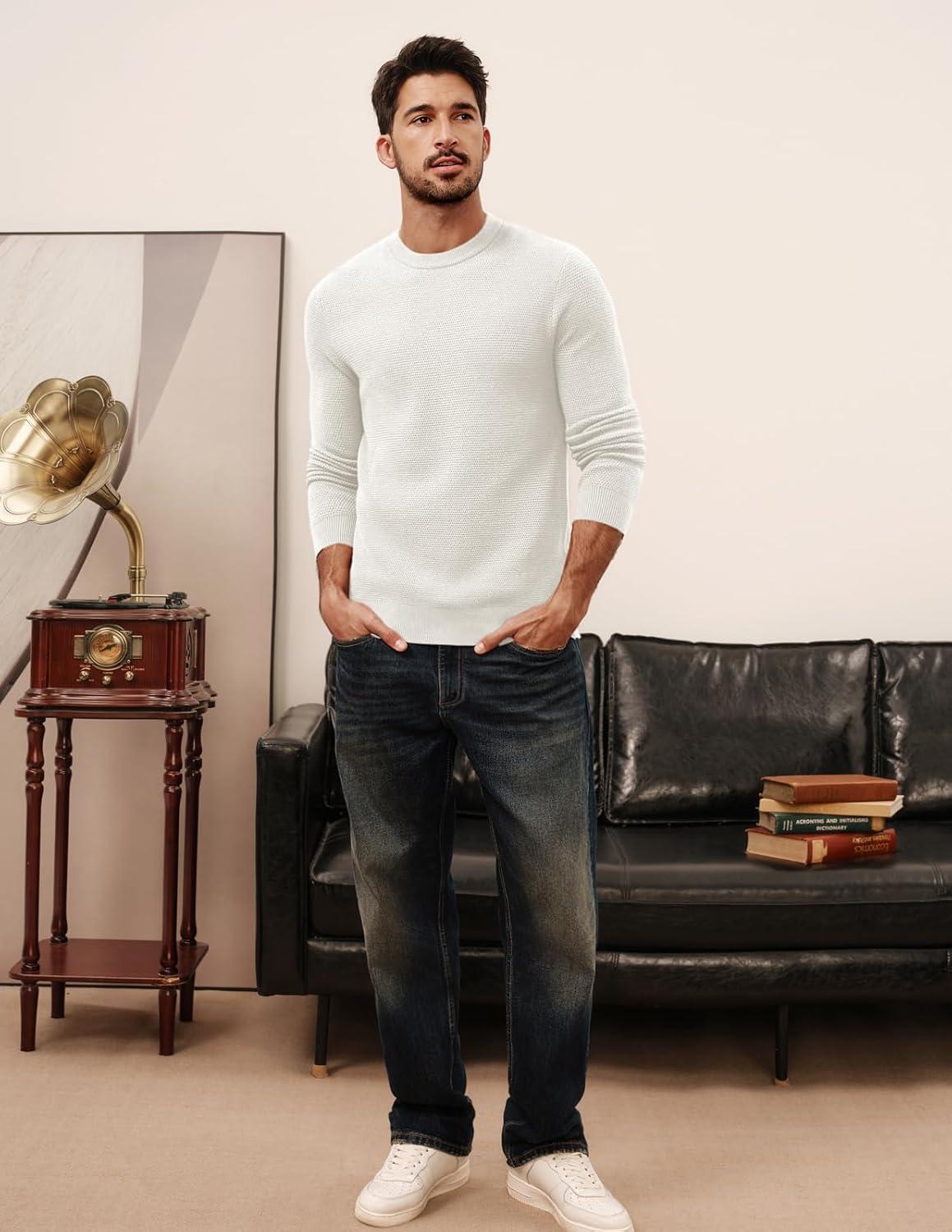 imagePJ PAUL JONES Mens Sweater Cable Knit Textured Solid Fall SweatersWhite