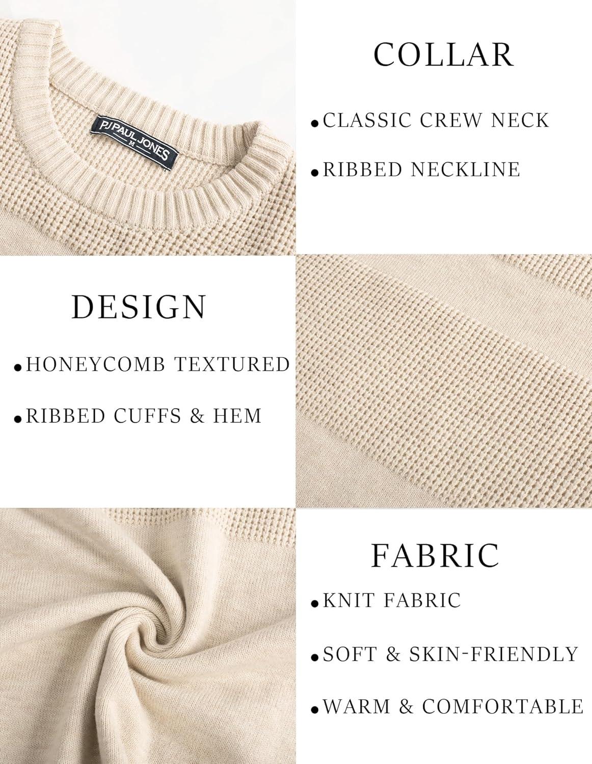 imagePJ PAUL JONES Mens Sweater Casual Crew Neck Pullover Textured Knit SweatersApricot