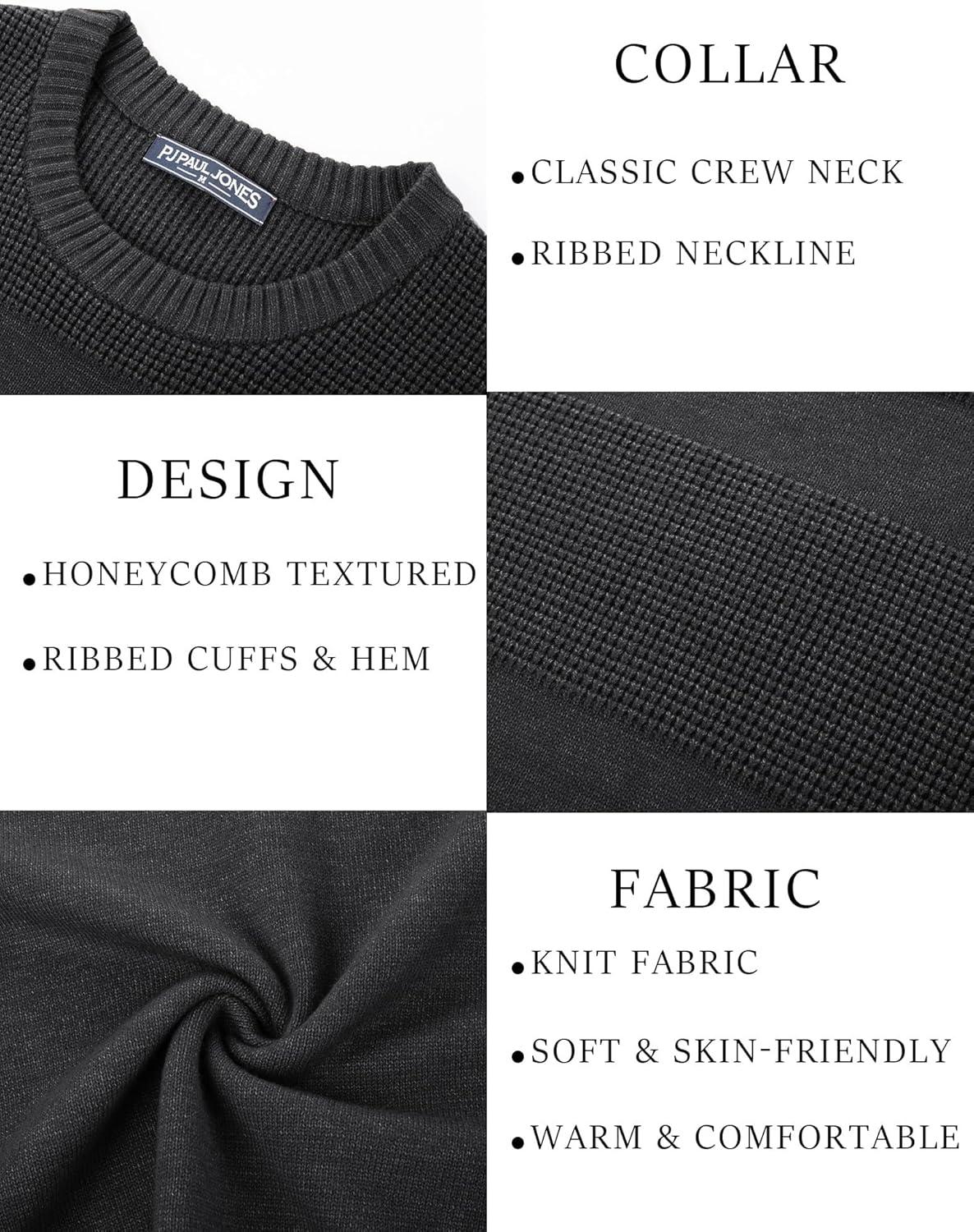 imagePJ PAUL JONES Mens Sweater Casual Crew Neck Pullover Textured Knit SweatersDark Gray