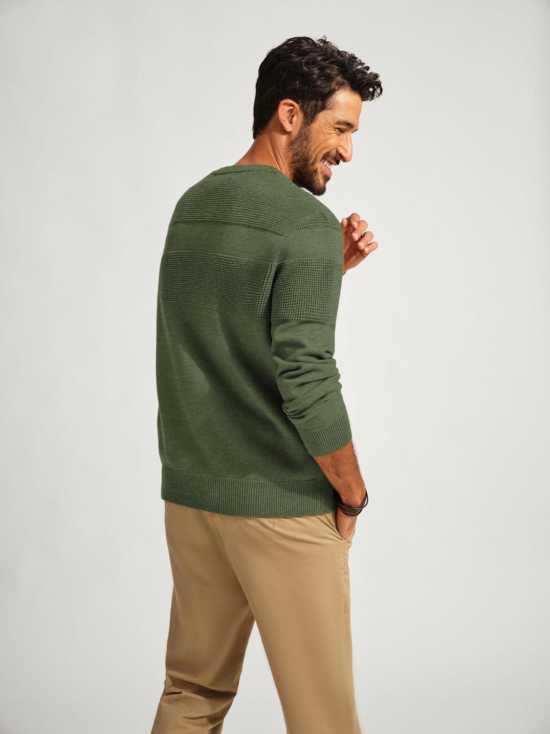 imagePJ PAUL JONES Mens Sweater Casual Crew Neck Pullover Textured Knit SweatersGreen
