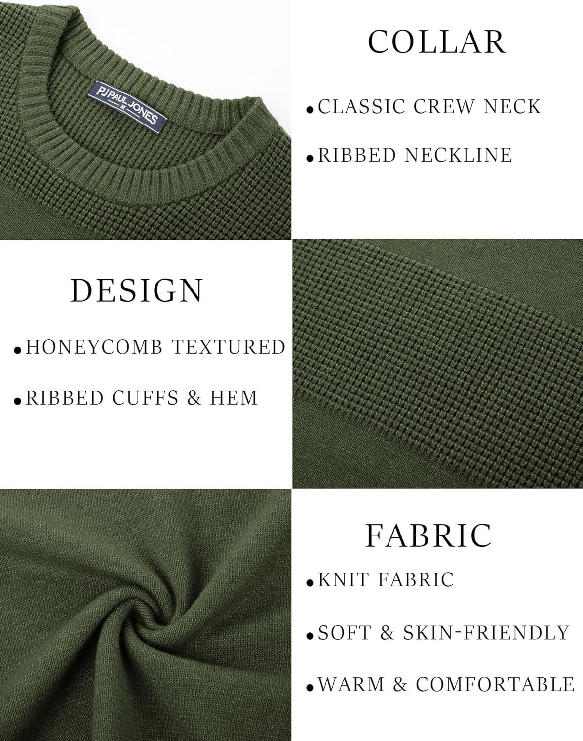 imagePJ PAUL JONES Mens Sweater Casual Crew Neck Pullover Textured Knit SweatersGreen